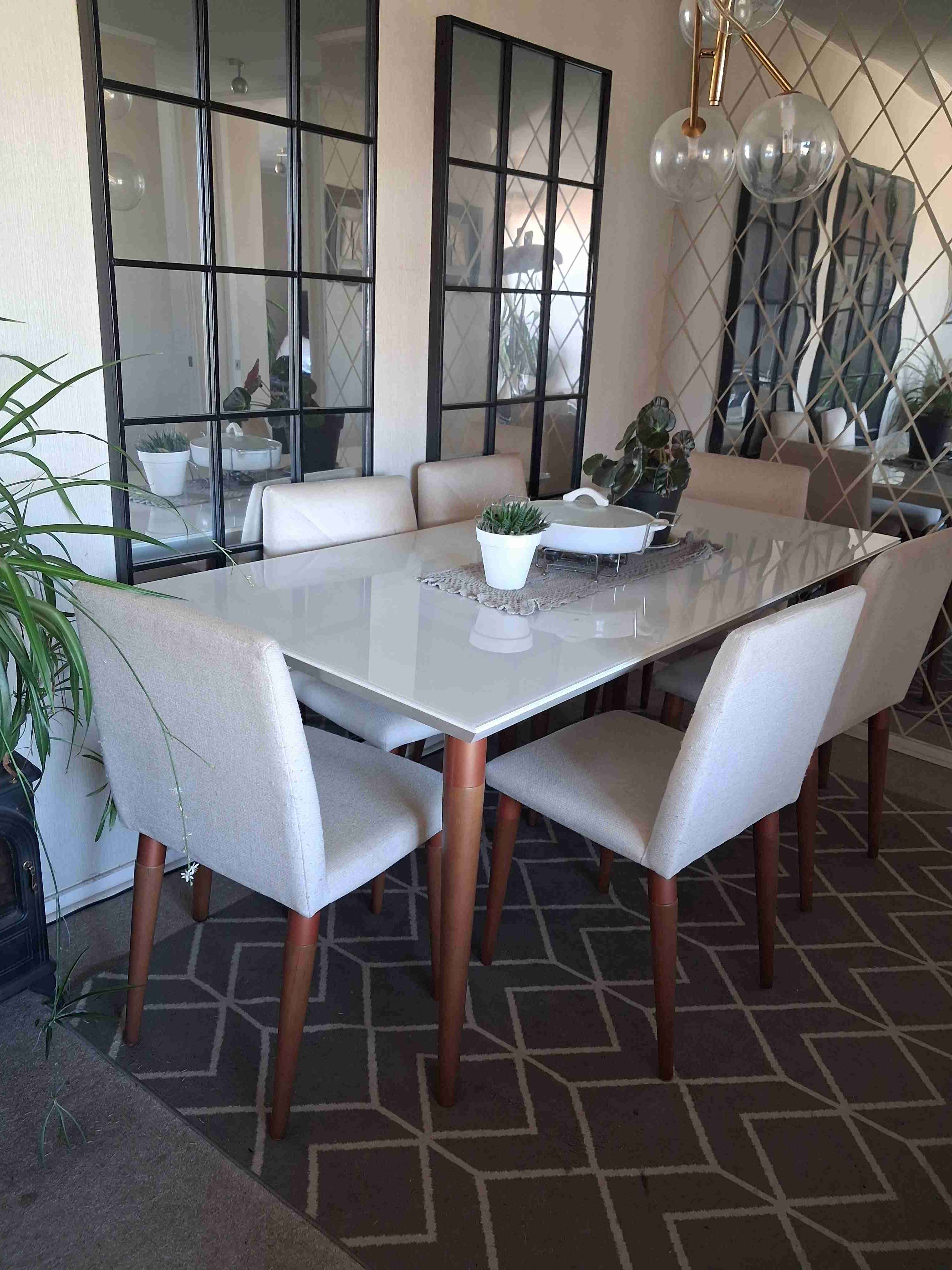 Juego de comedor moderno blanco - miniatura 2