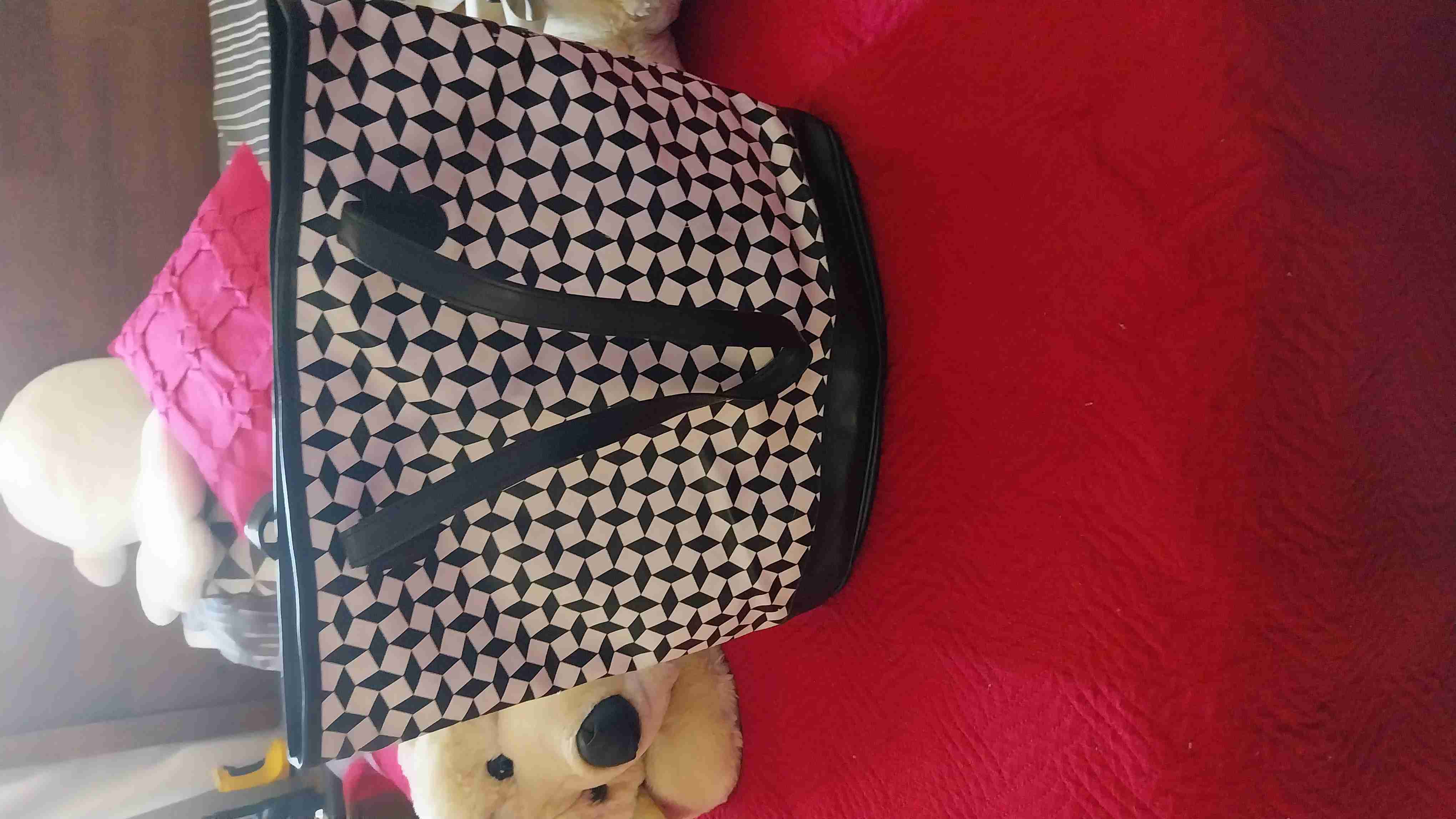 Cartera geométrica blanco y negro