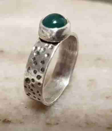 Anillo de plata con piedra agata verde - miniatura 2