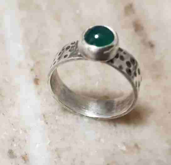 Anillo de plata con piedra agata verde - miniatura 3