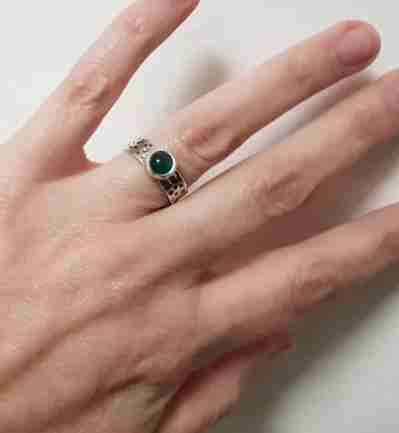 Anillo de plata con piedra agata verde - miniatura 4