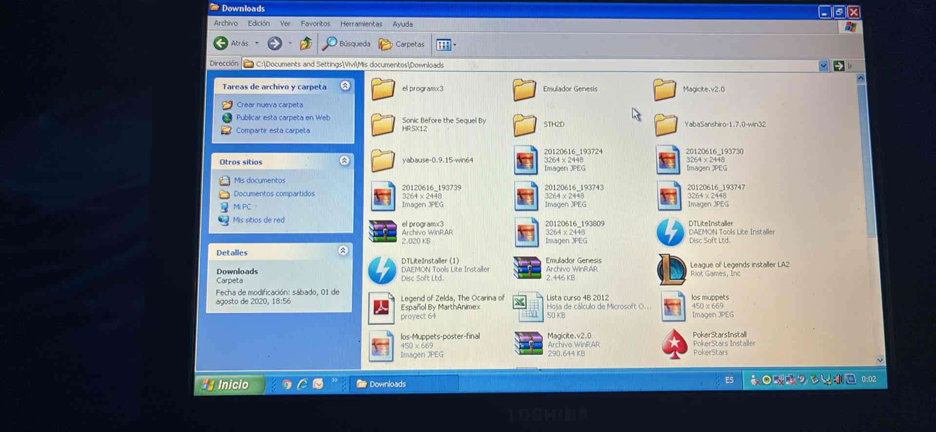 Laptop Toshiba con Windows XP