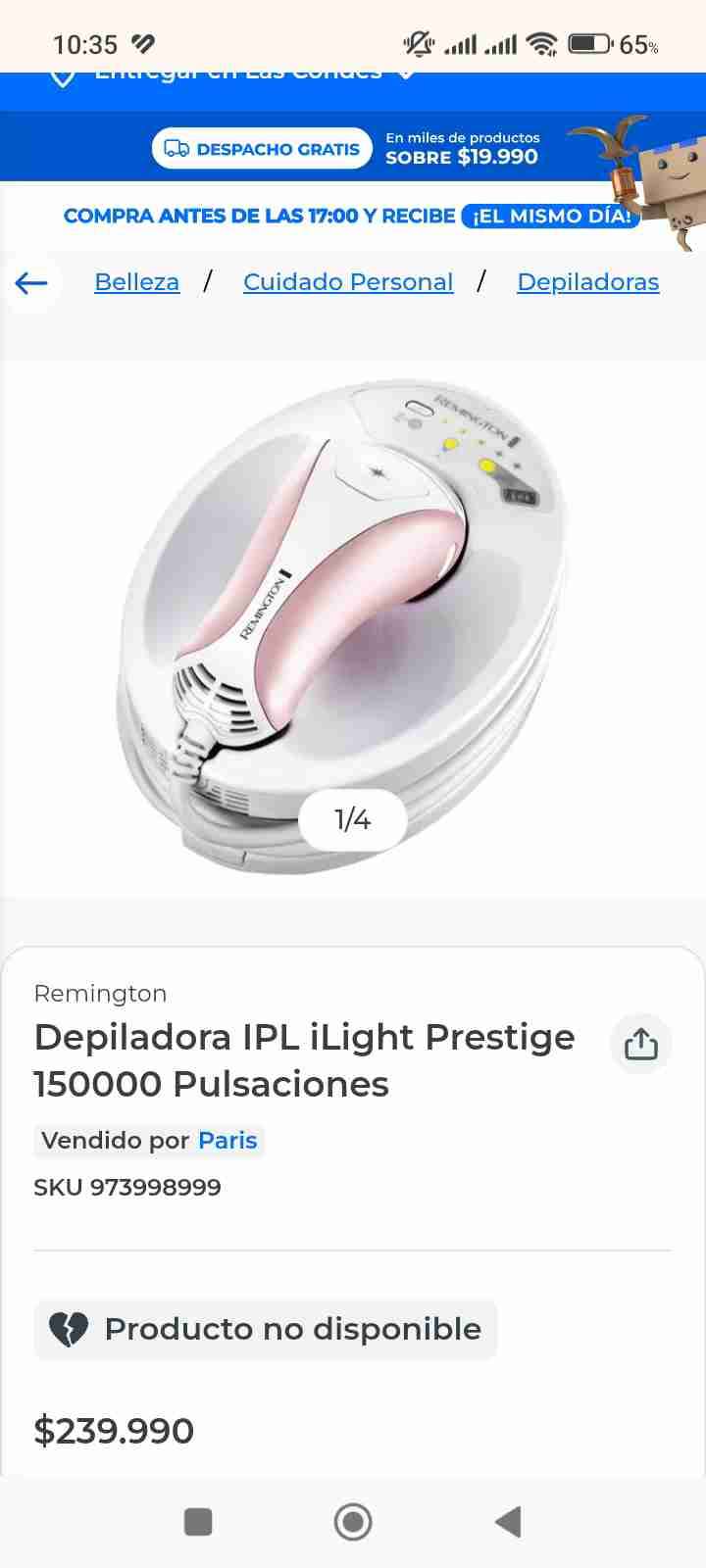 Depiladora IPL Remington iLight Prestige