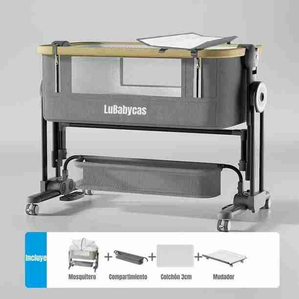 Cuna colecho gris con móvil - miniatura 4