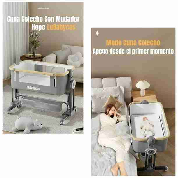 Cuna colecho gris con móvil - miniatura 5