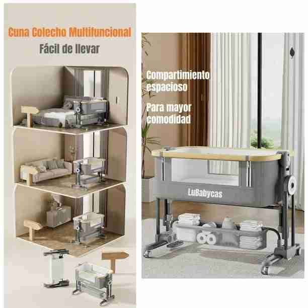 Cuna colecho gris con móvil - miniatura 6