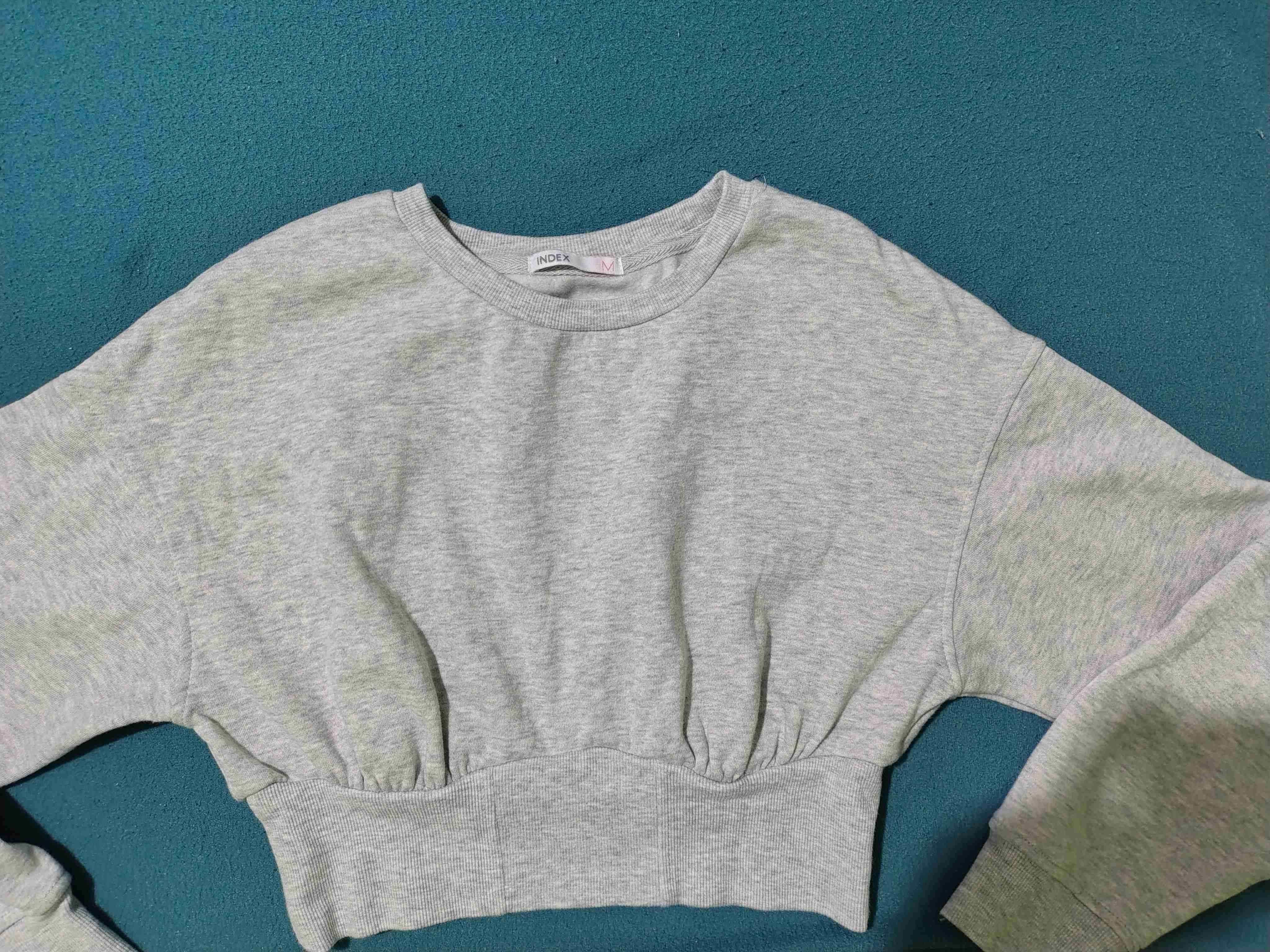 Poleron gris manga larga