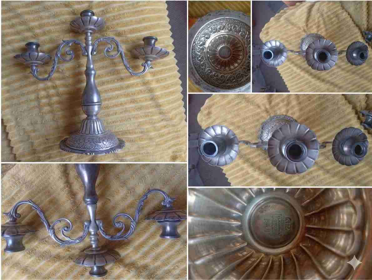Par de candelabros de plata vintage - miniatura 6