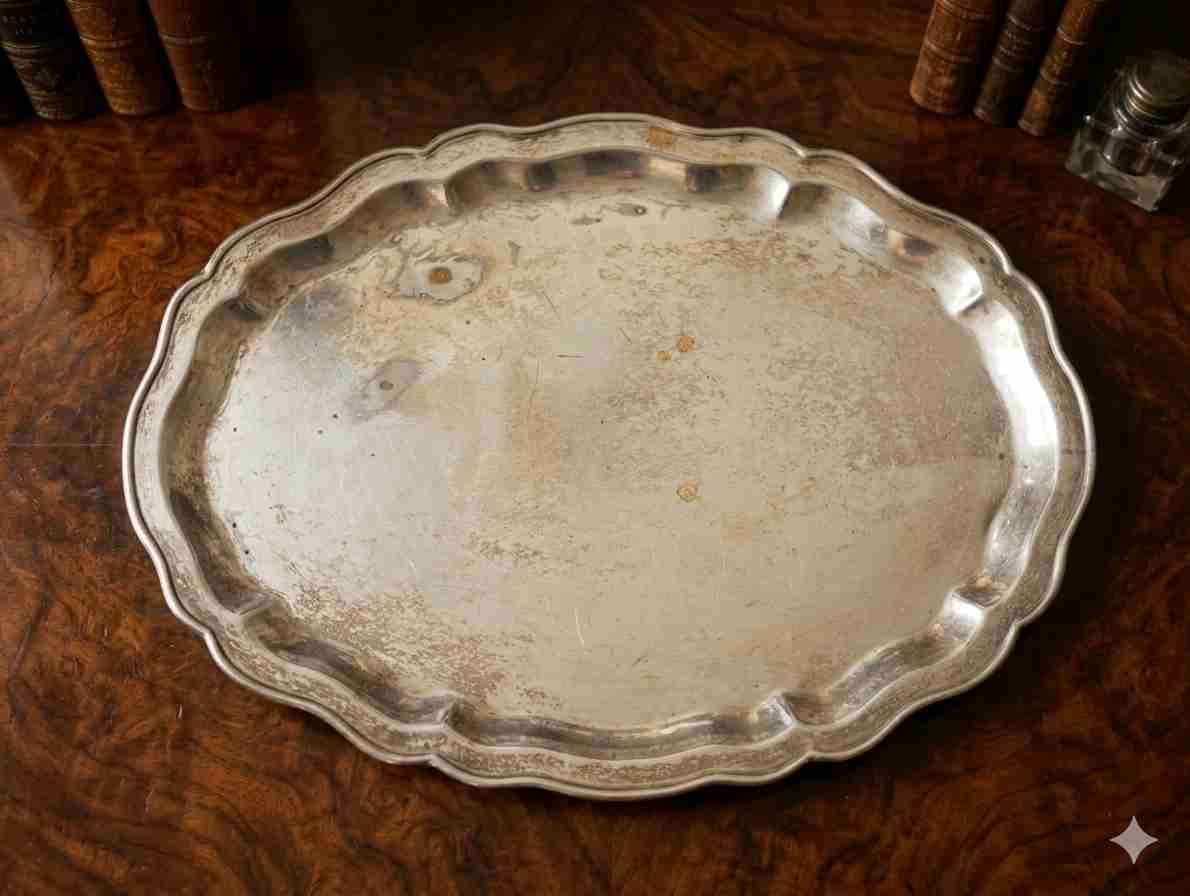 Bandeja de plata envejecida