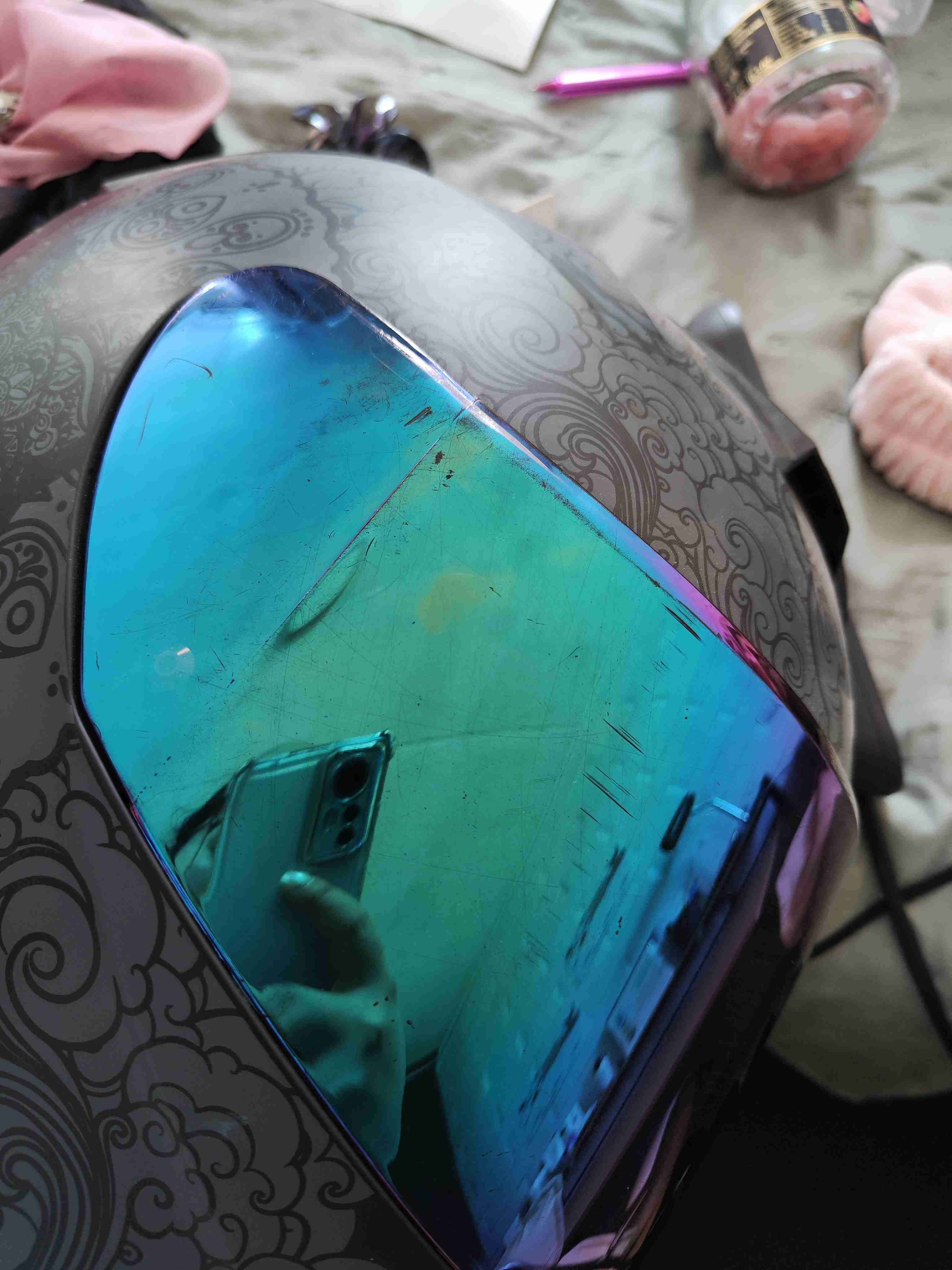 Casco moto diseño gráfico y visera - miniatura 3