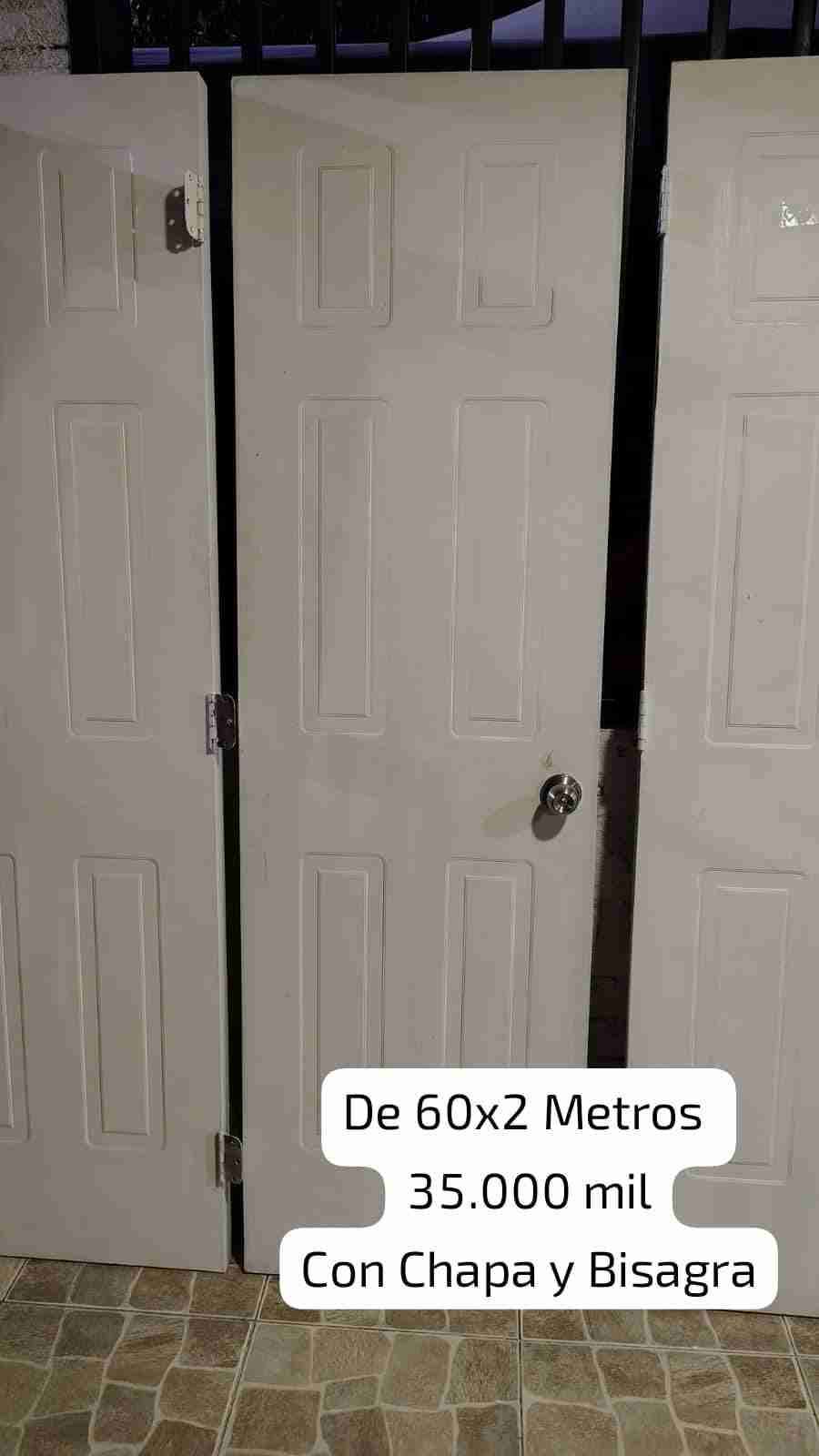 Puerta con chapa y bisagra