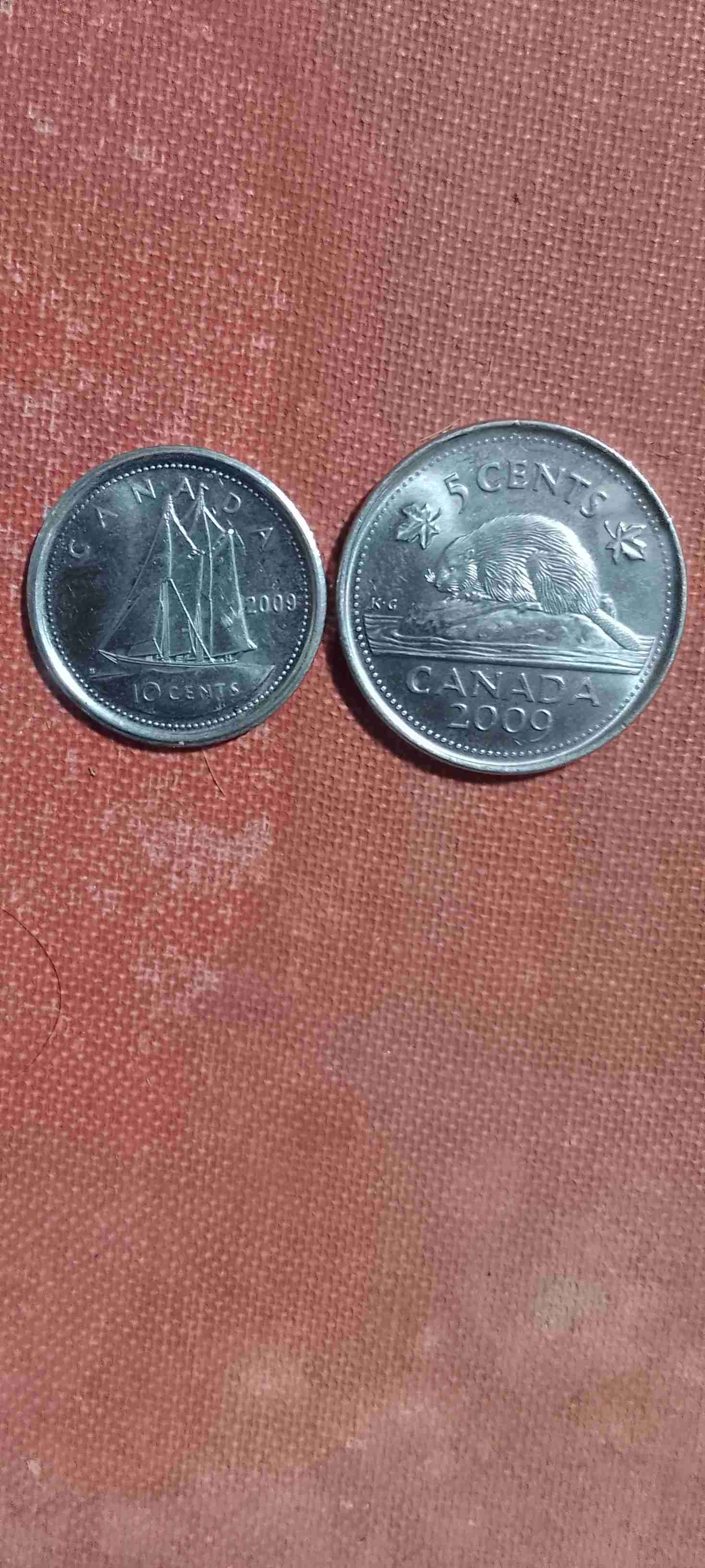 Monedas Canadá  5 y 10 cents 2009
