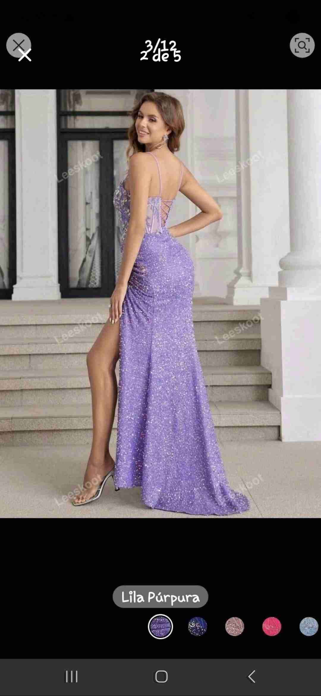 Vestido largo lila con lentejuelas nuevo a - miniatura 3