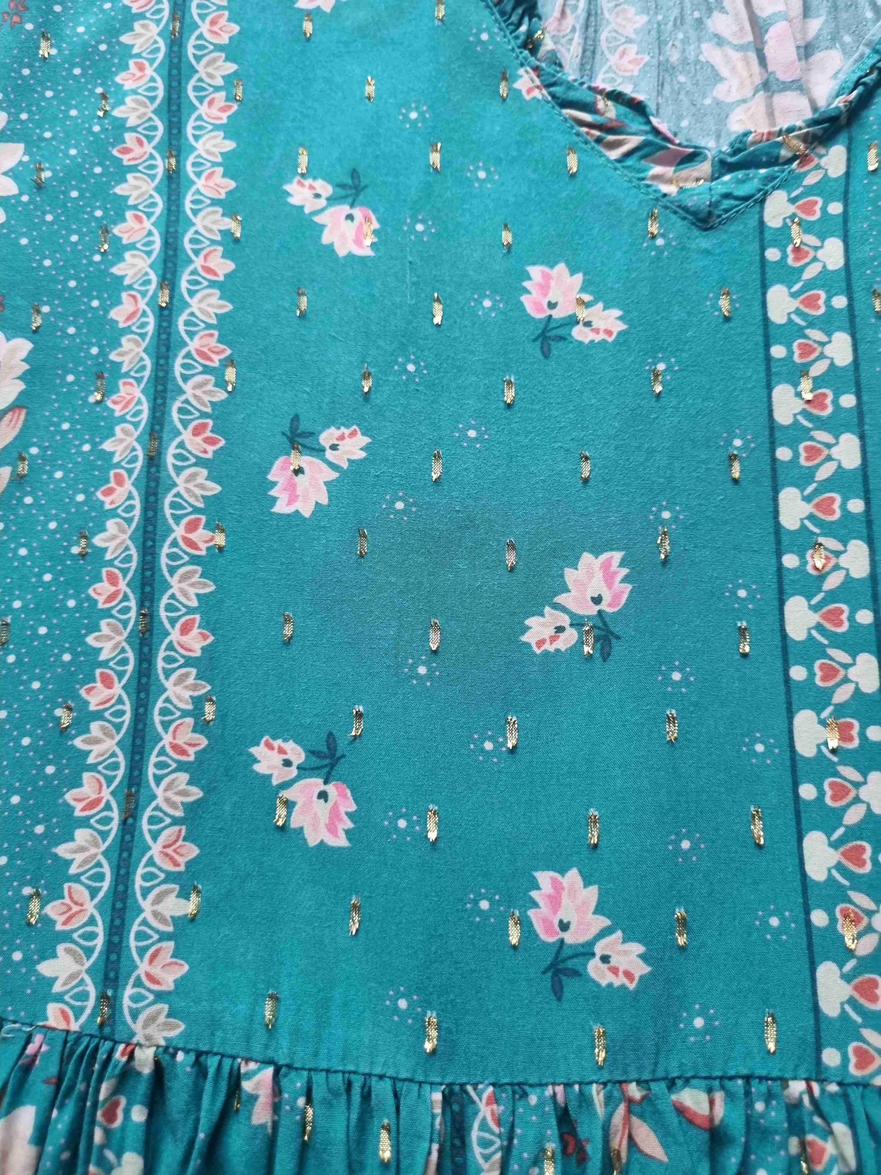Vestido floral verde estilo bohemio - miniatura 2