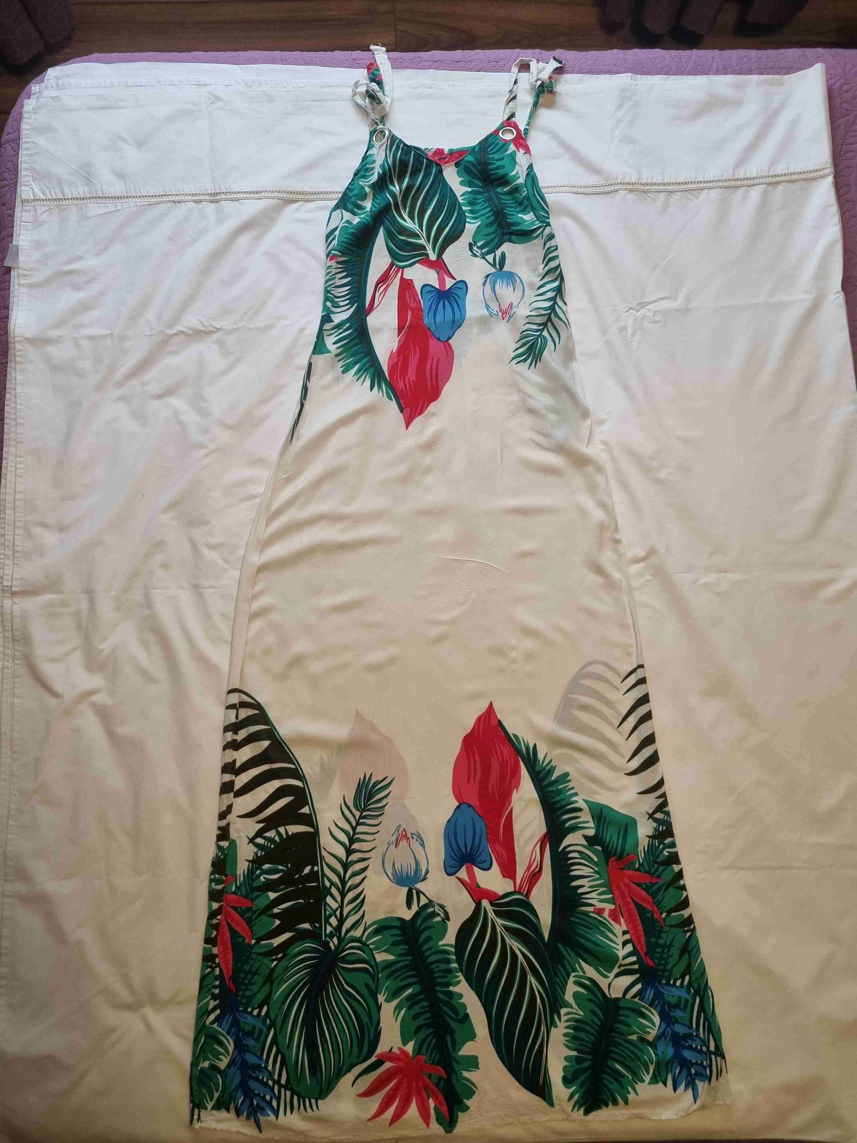 Vestido largo estampado tropical
