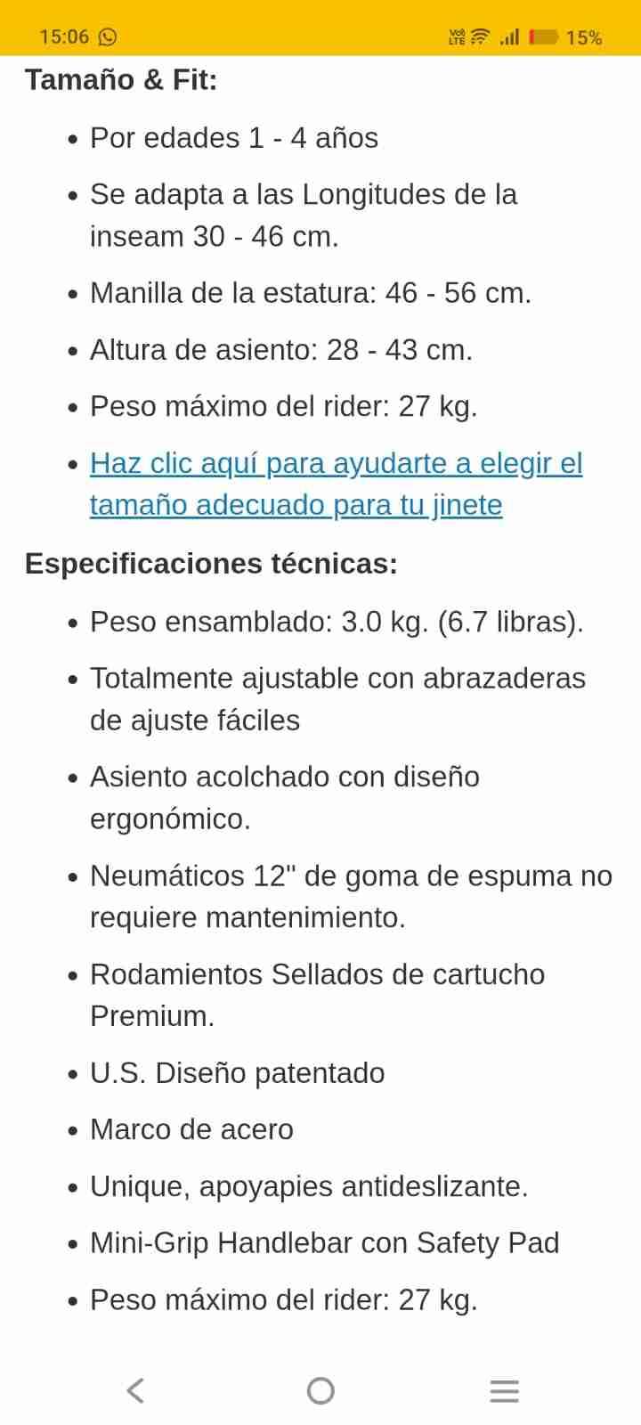 Bicicleta Strider amarilla - miniatura 2