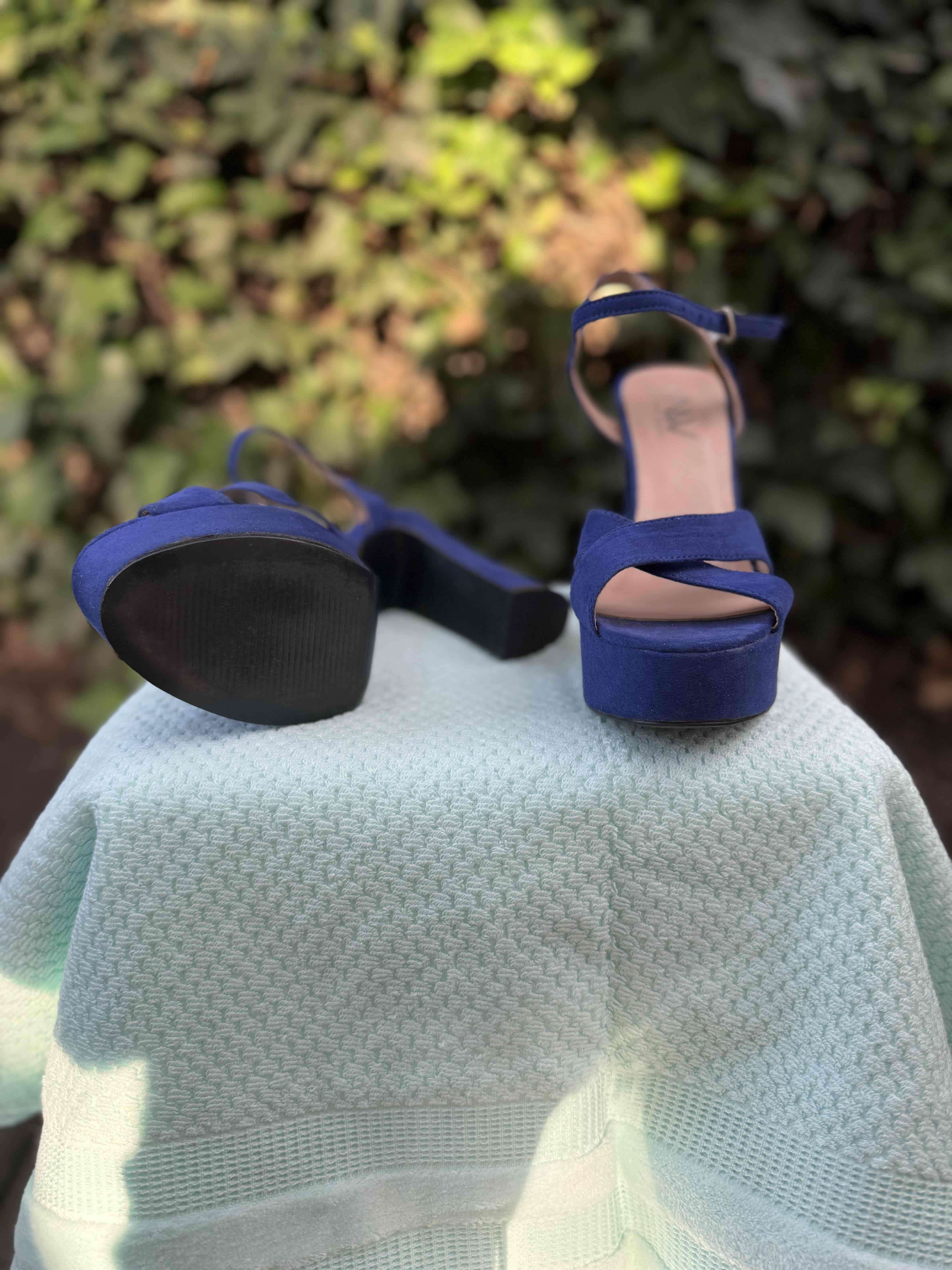Sandalias tacón alto azul - miniatura 2