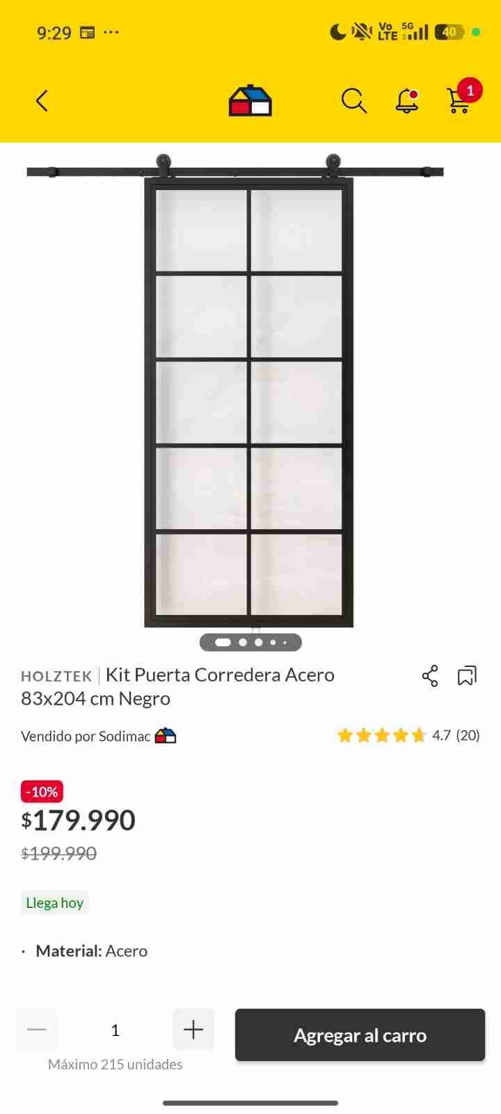 Puerta corrediza acero negra