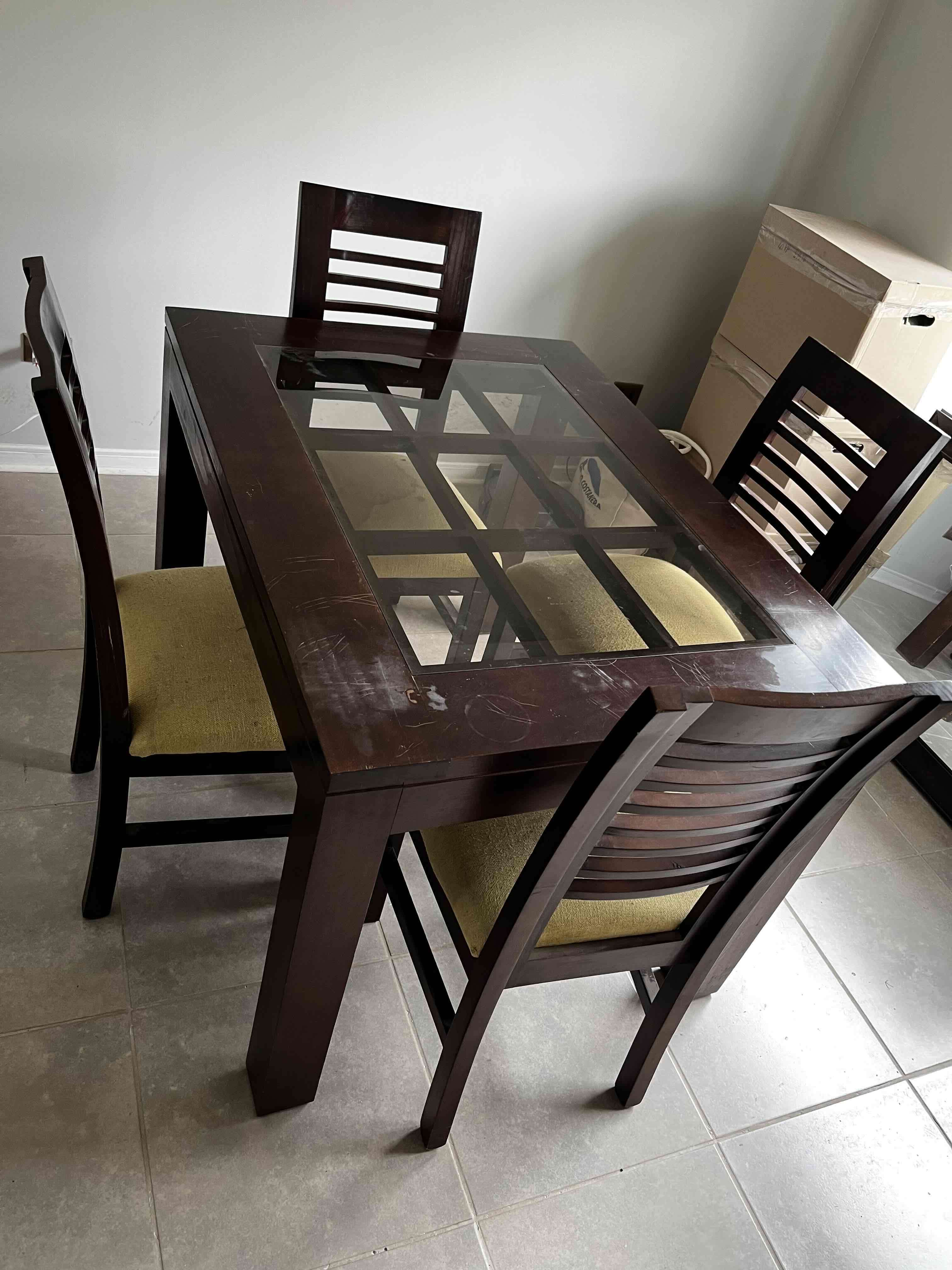 Juego de comedor de madera y vidrio - miniatura 2