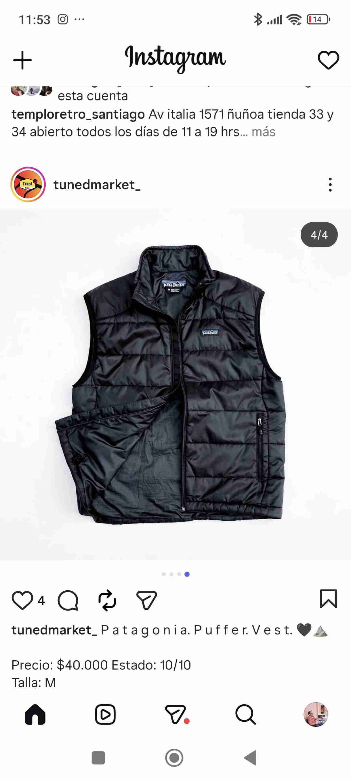 Chaleco negro acolchado Patagonia - miniatura 3