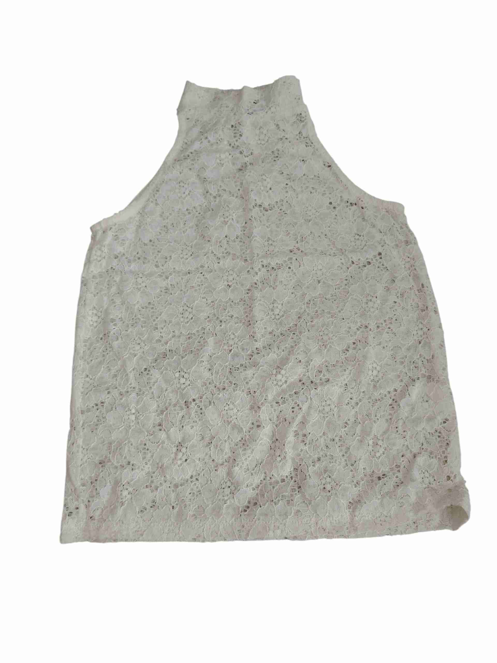 Blusa Fiorucci sin mangas de encaje blanco - miniatura 2