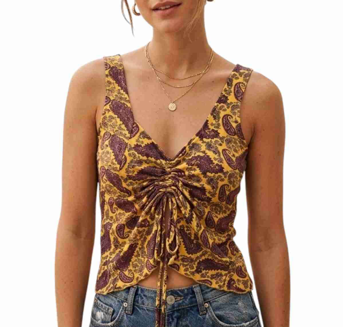 Top Fiorucci amarillo con estampado