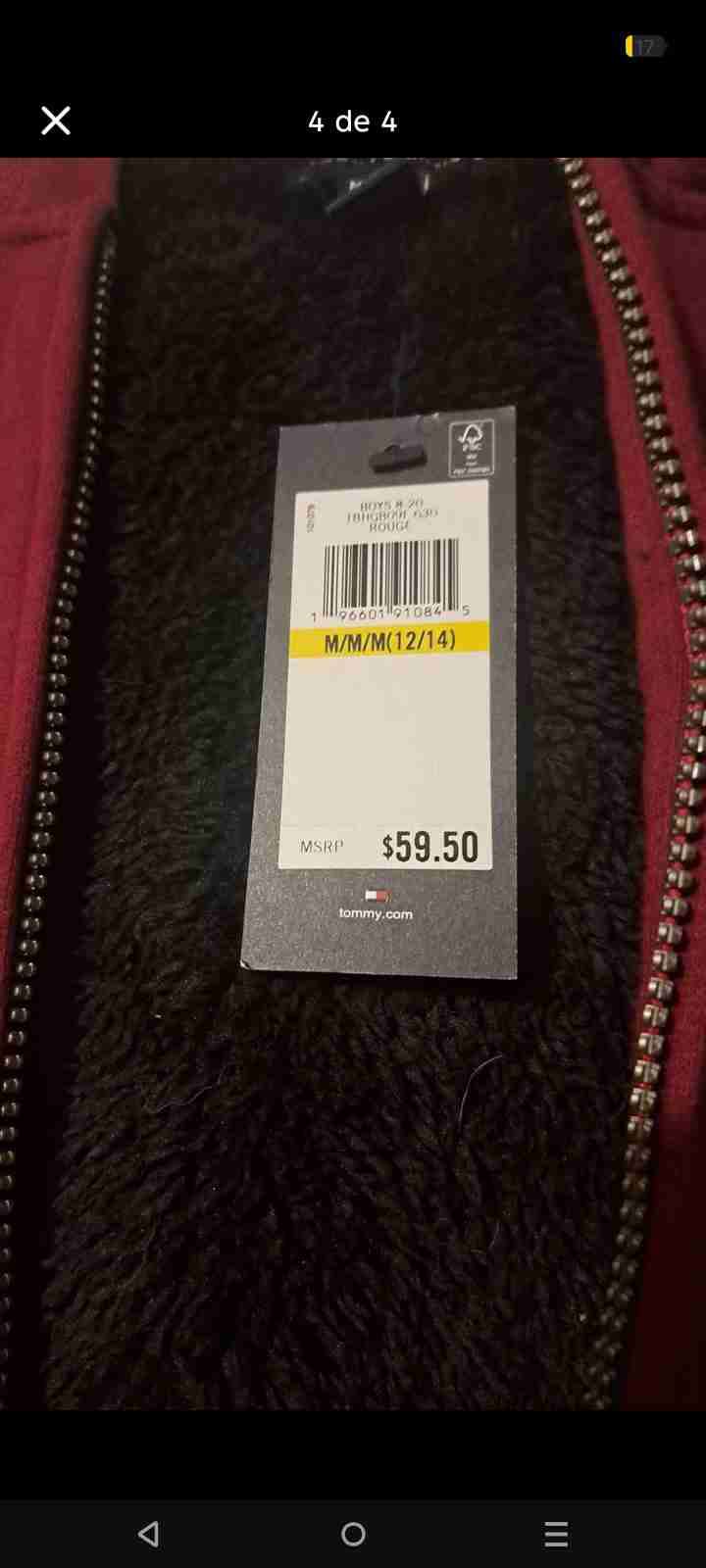 Chaqueta burdeos con capucha Tommy - miniatura 4