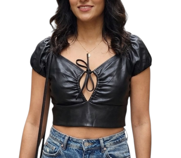 Top negro de cuero mujer