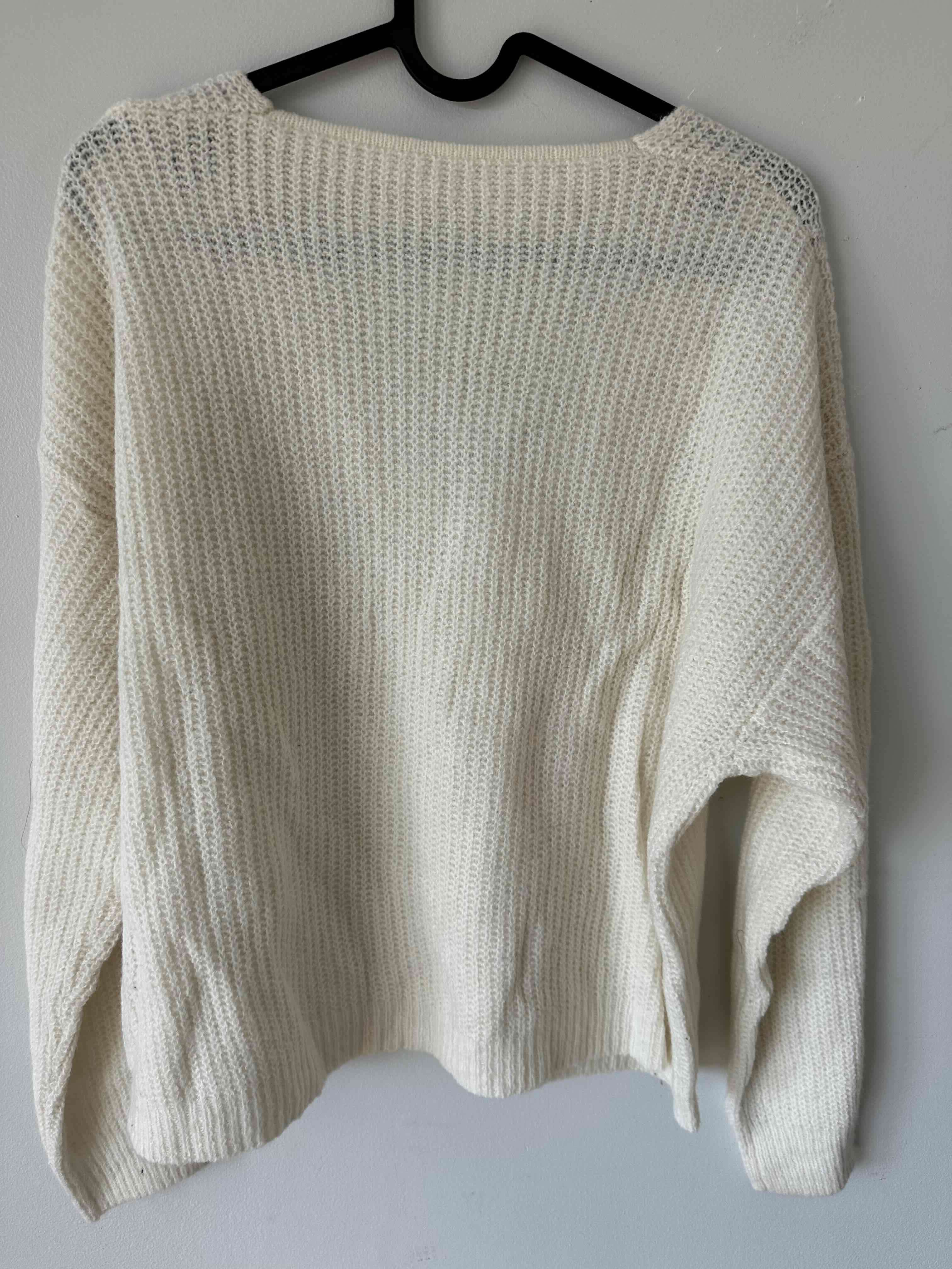 Suéter tejido blanco escote V - miniatura 2