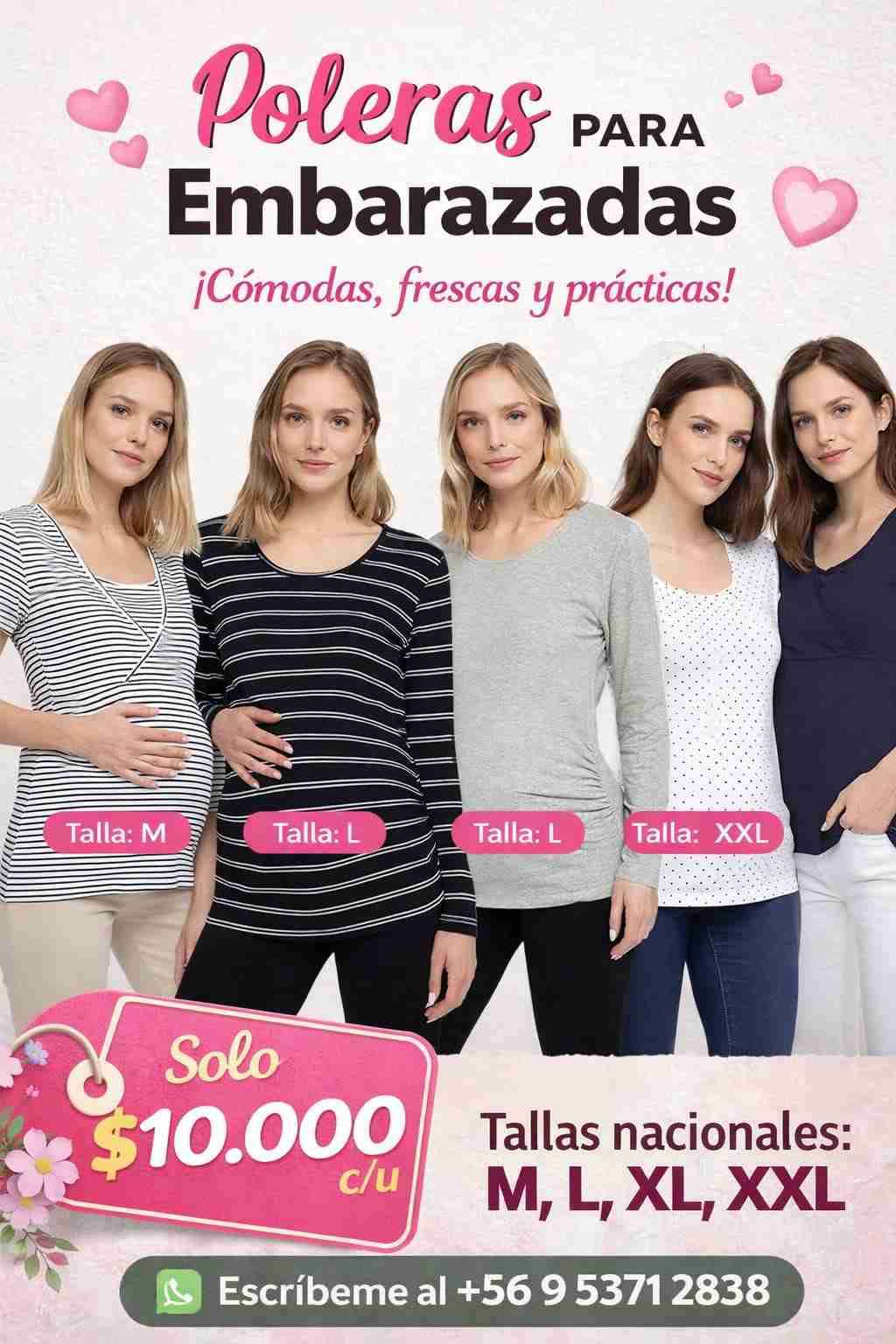 Poleras para embarazadas variadas