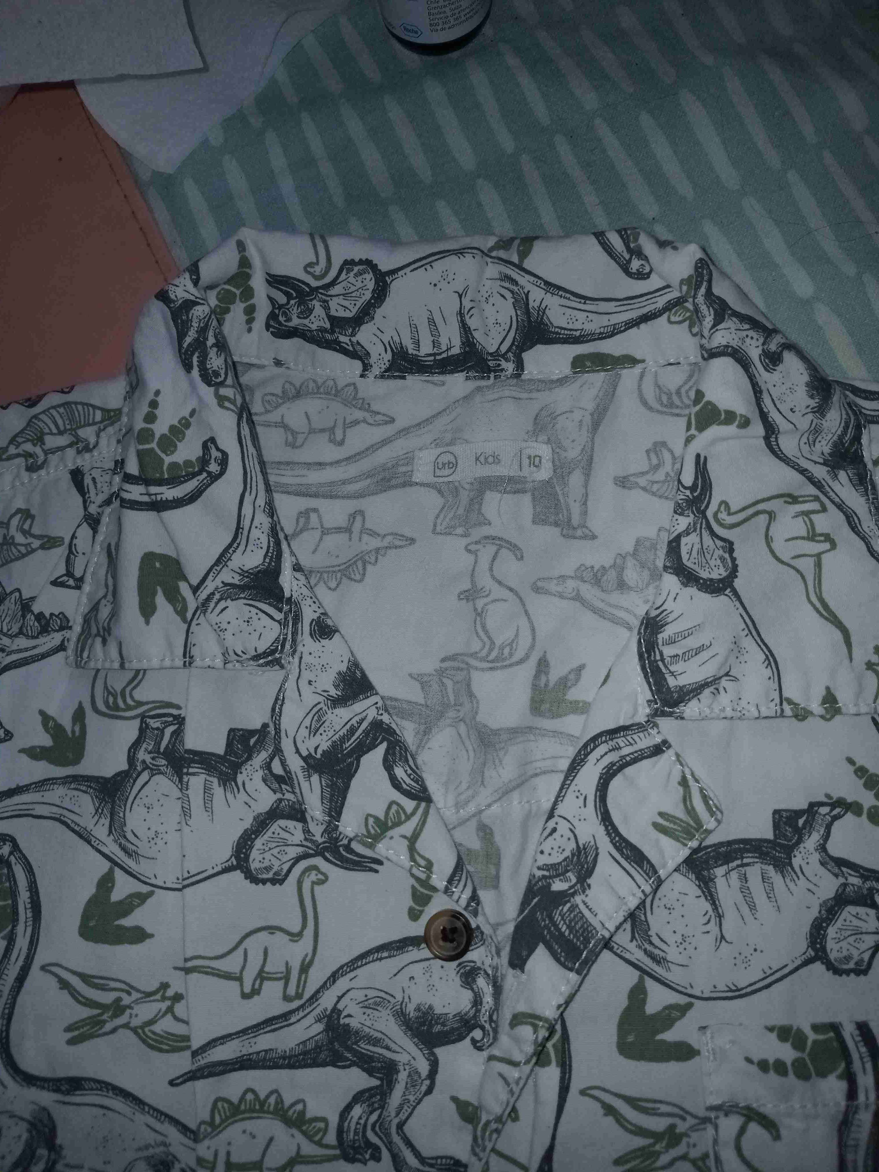 2 Camisa a cuadros roja y azul yuca con dinosaurio - miniatura 5