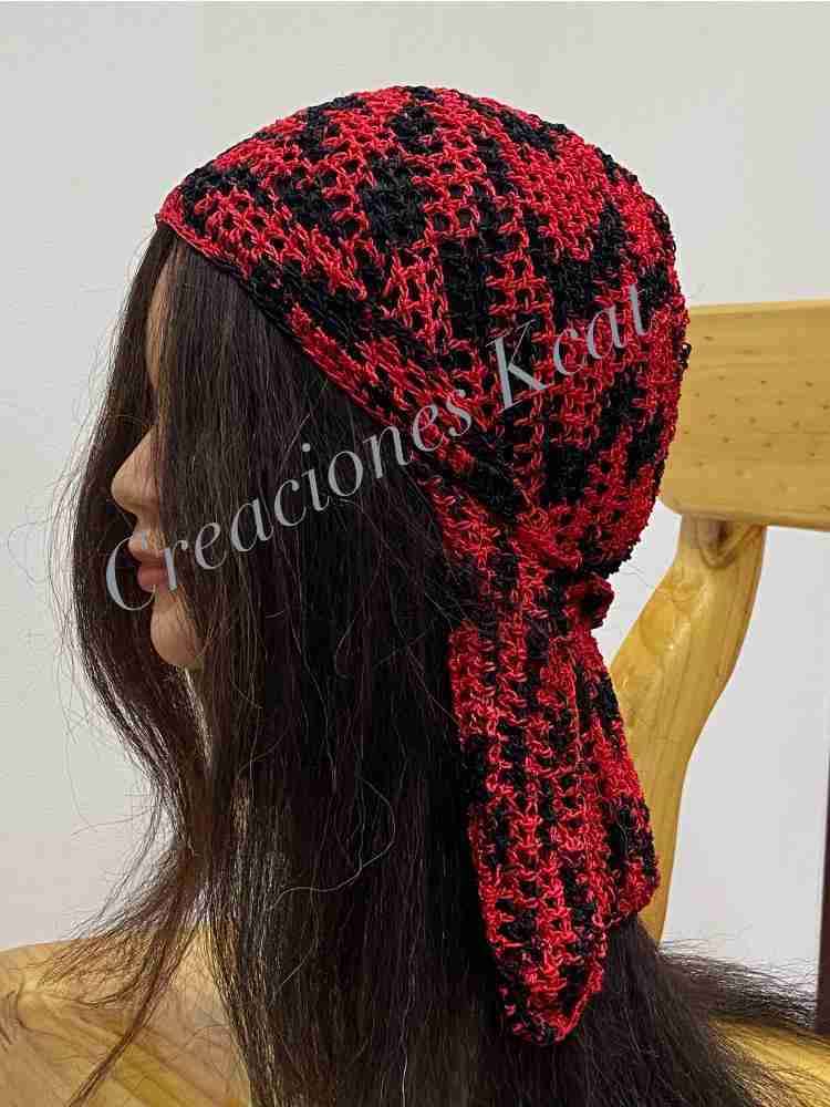 Gorro tejido rojo y negro - miniatura 2