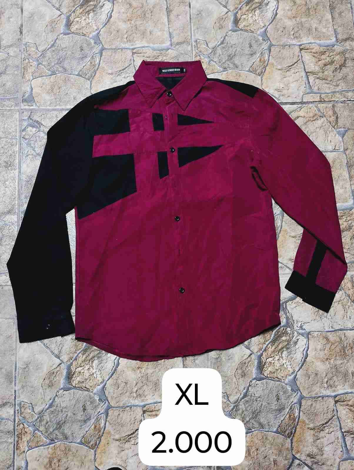 Camisa burdeos con negro XL