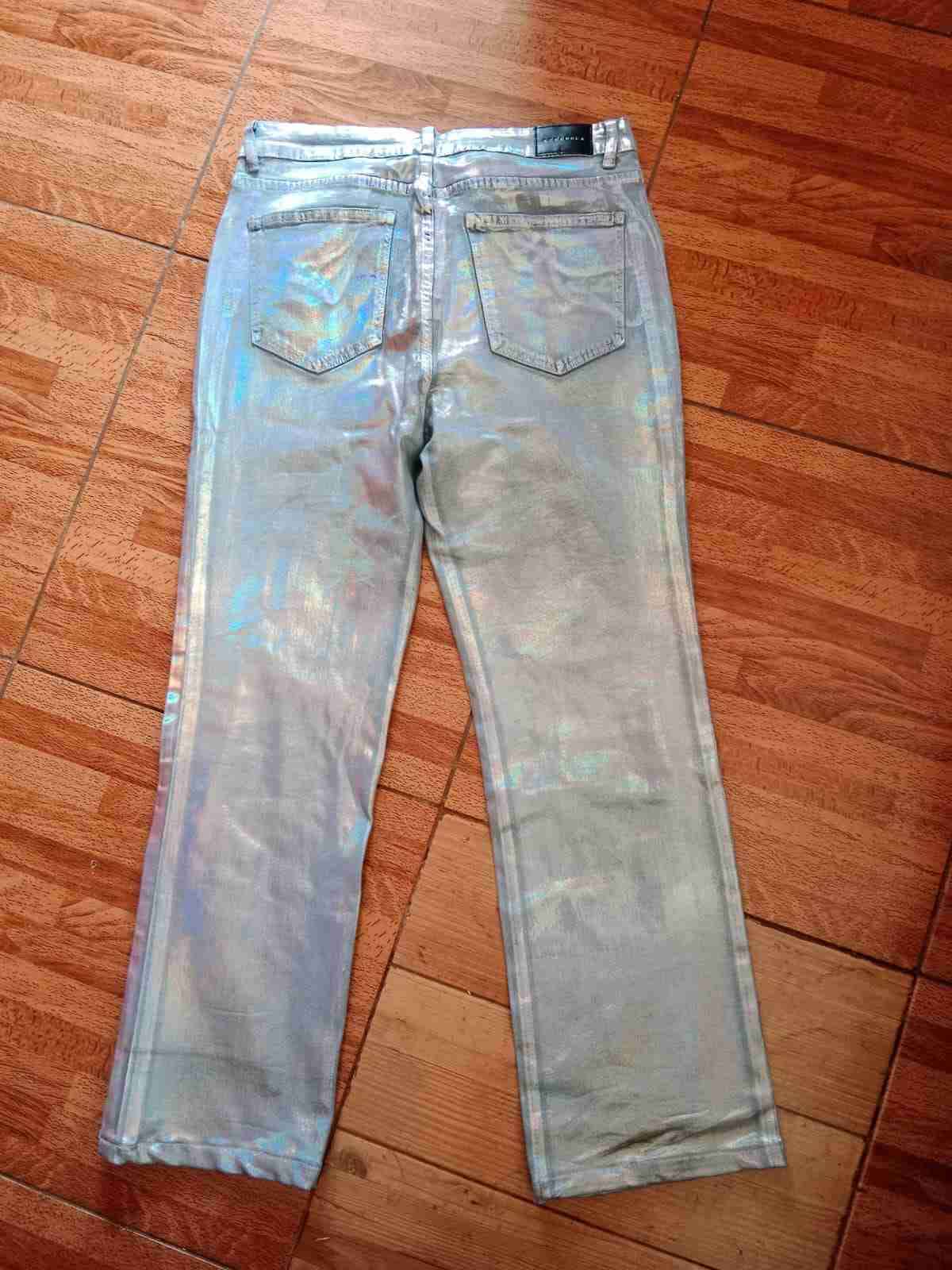 Jeans metálicos plateados - miniatura 2