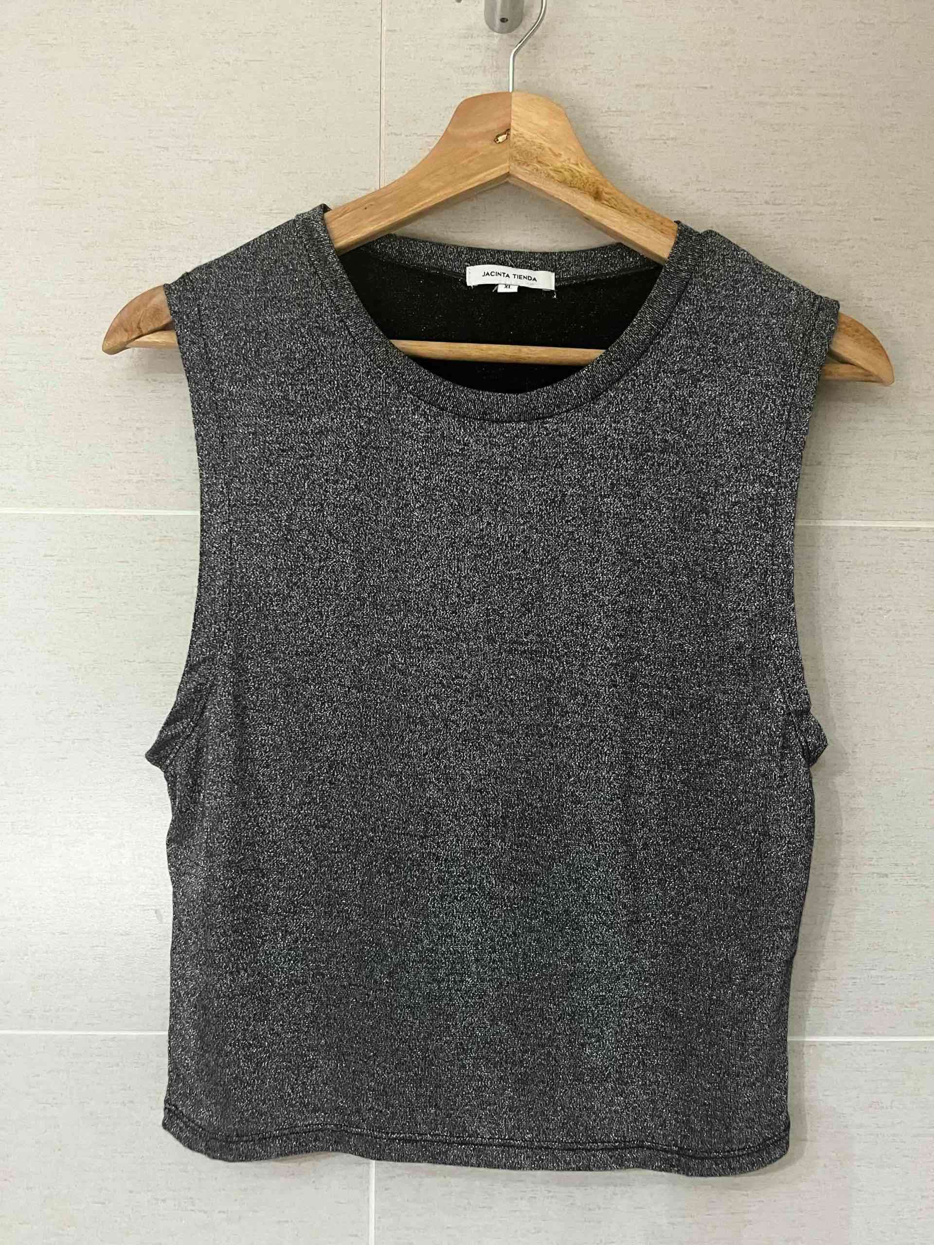 Polera Sin Mangas Gris Oscuro Jaspeado Jacinta