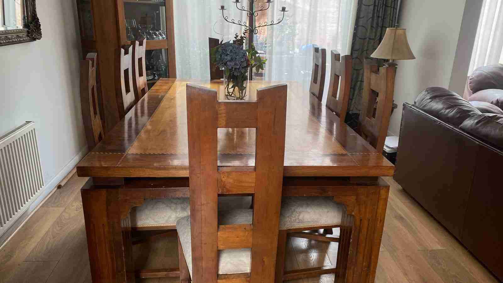 Juego de comedor de madera rústica 8 asientos - miniatura 2