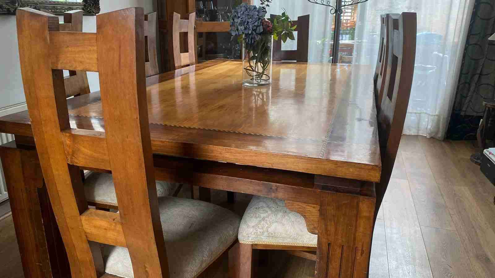 Juego de comedor de madera rústica 8 asientos - miniatura 4