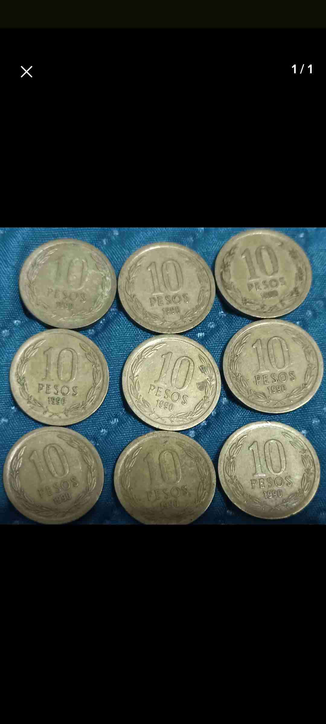 Monedas 10 pesos 1990