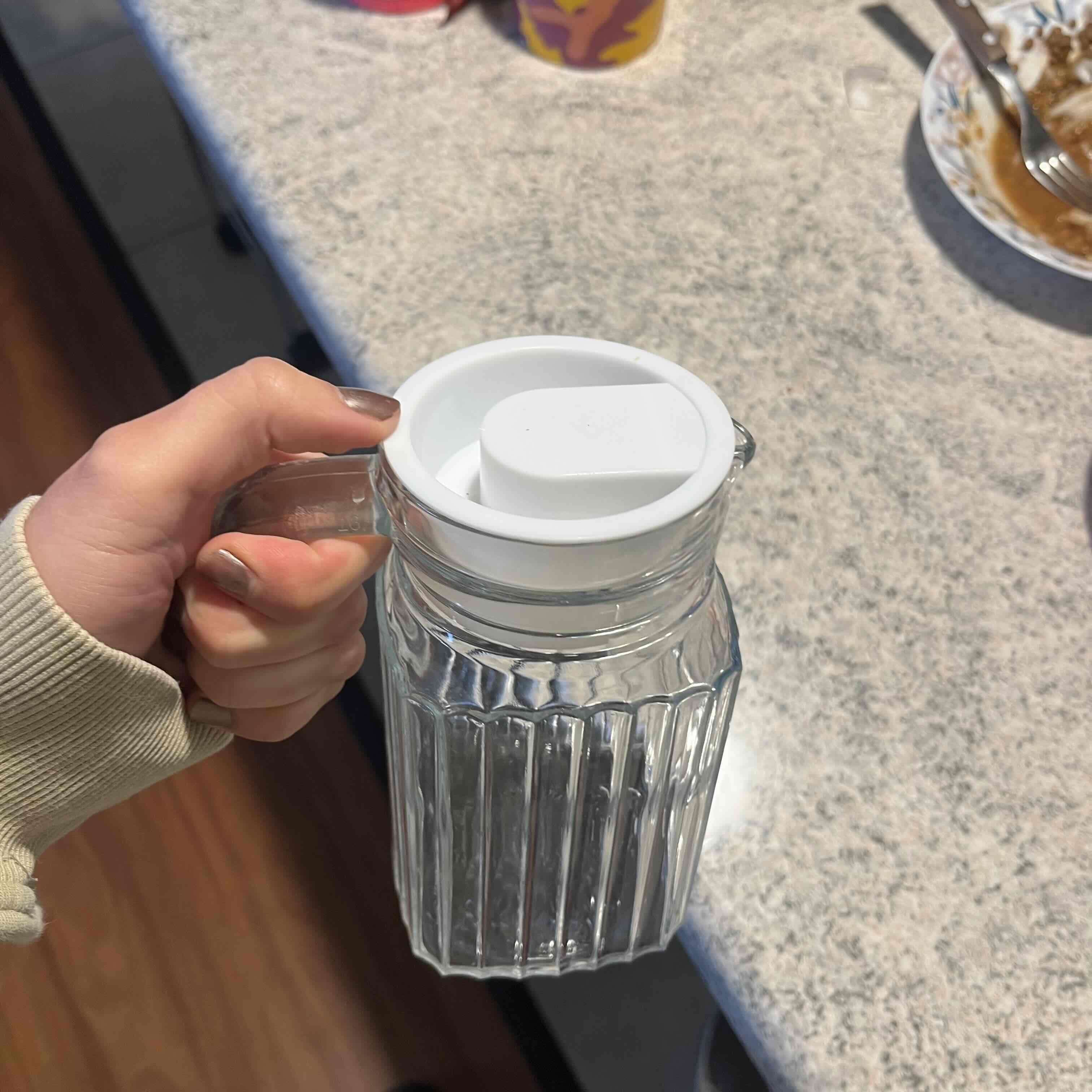 Jarro de vidrio con tapa blanca - miniatura 2