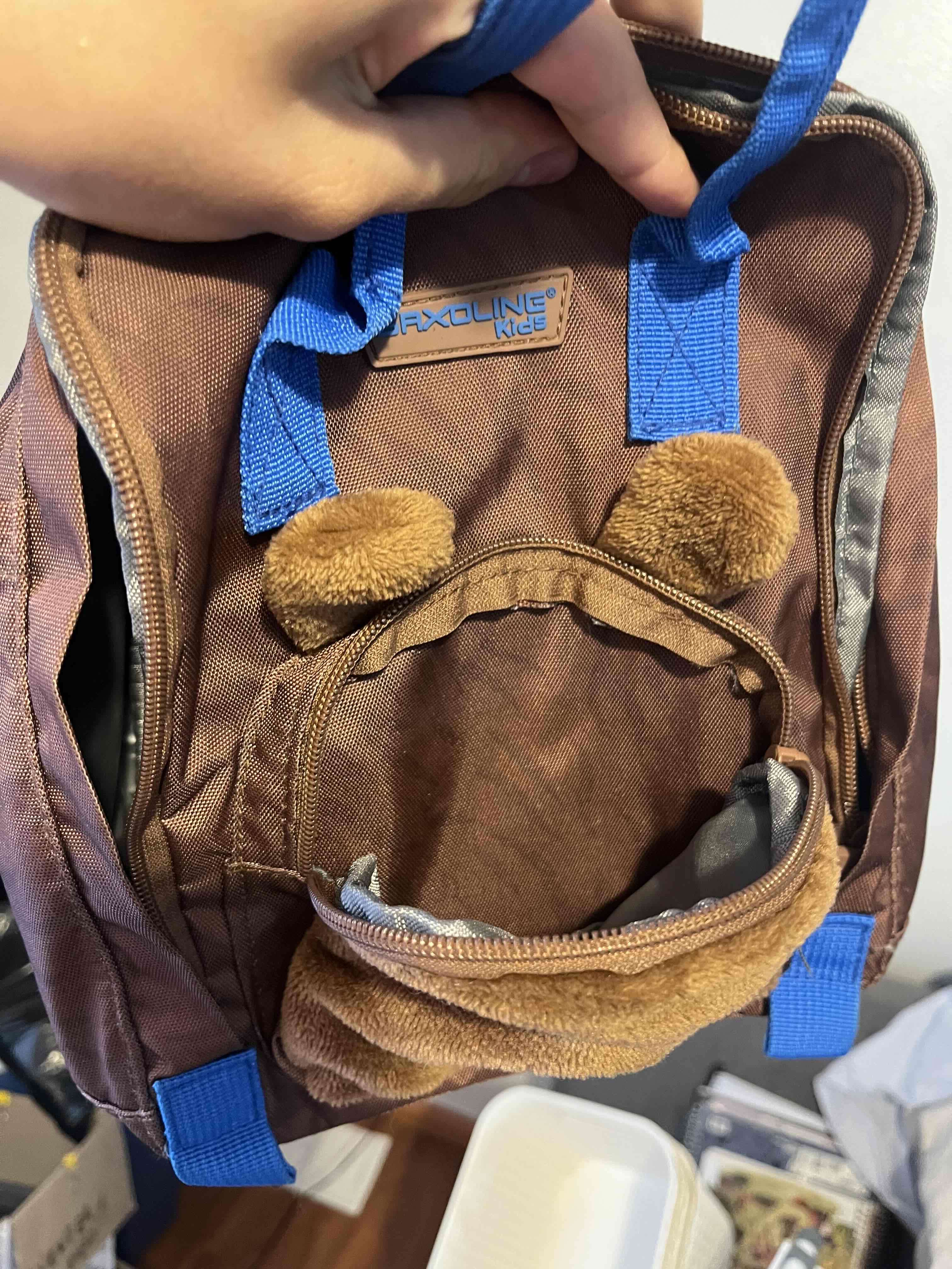 Mochila infantil marrón con oso - miniatura 3