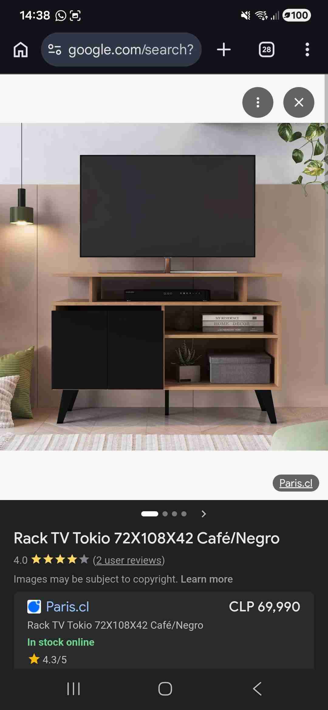 Rack TV Tokio café/negro