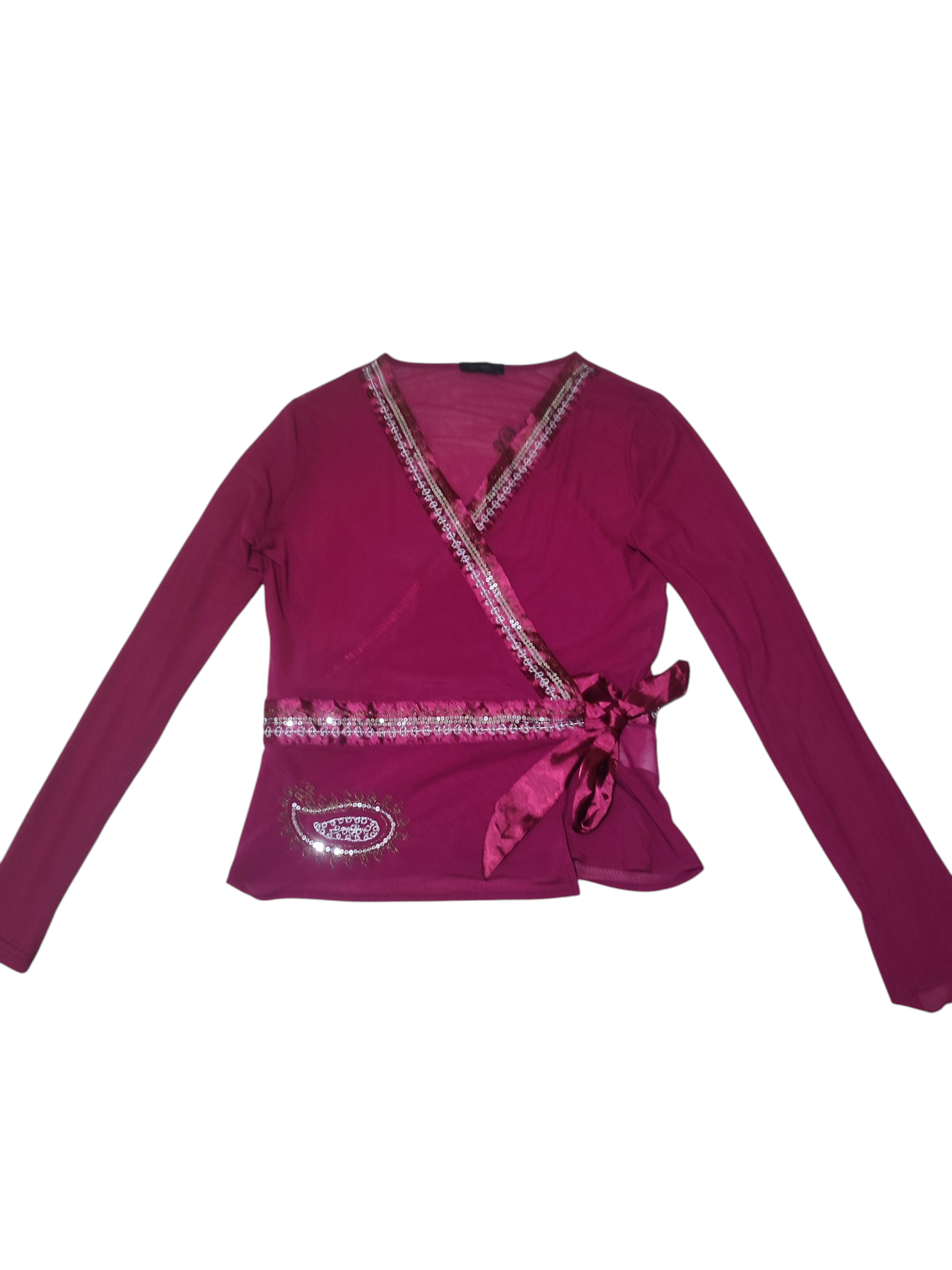 Blusa fucsia con lentejuelas - miniatura 2