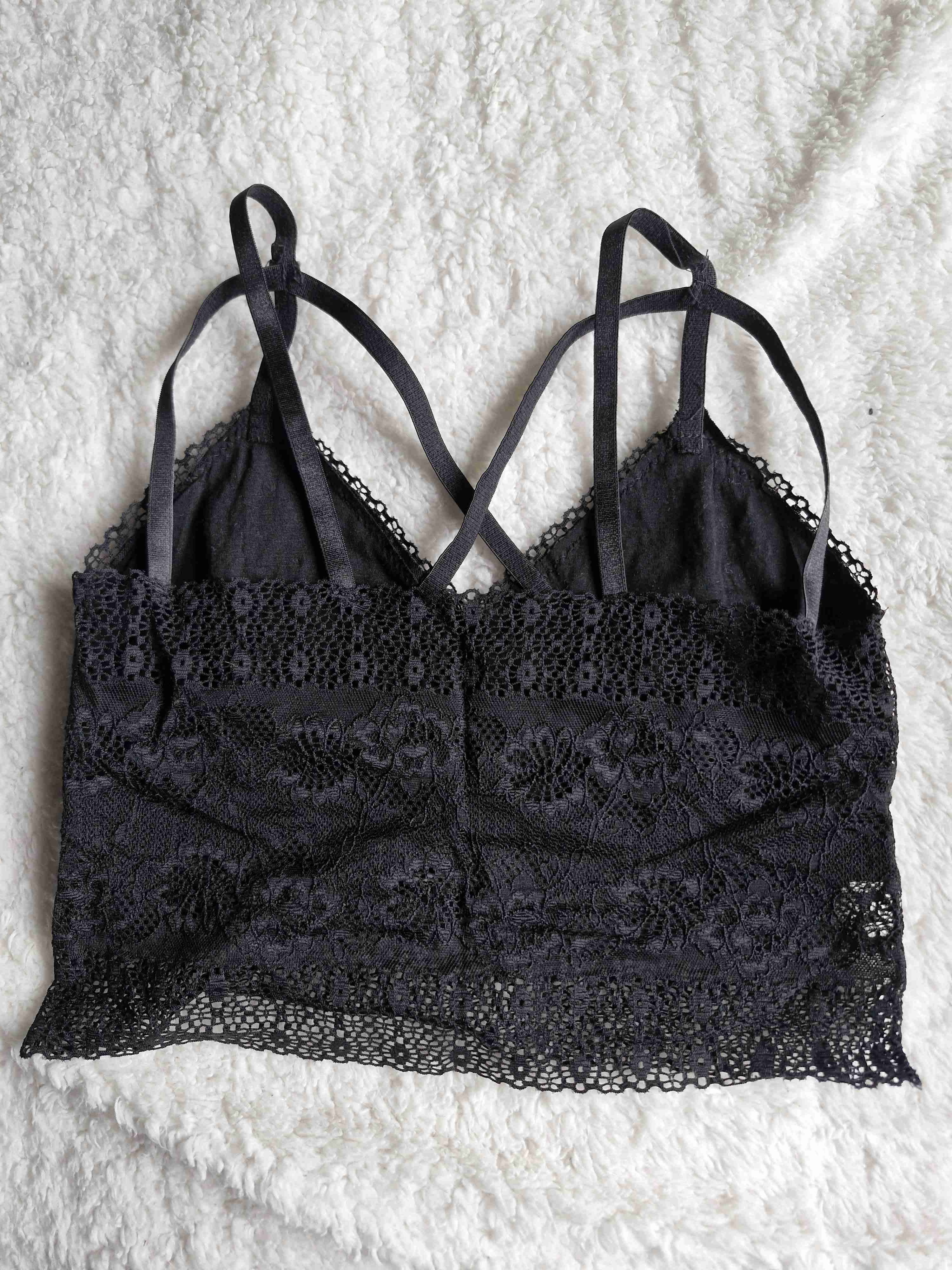Bralette negro encaje femenino - miniatura 2
