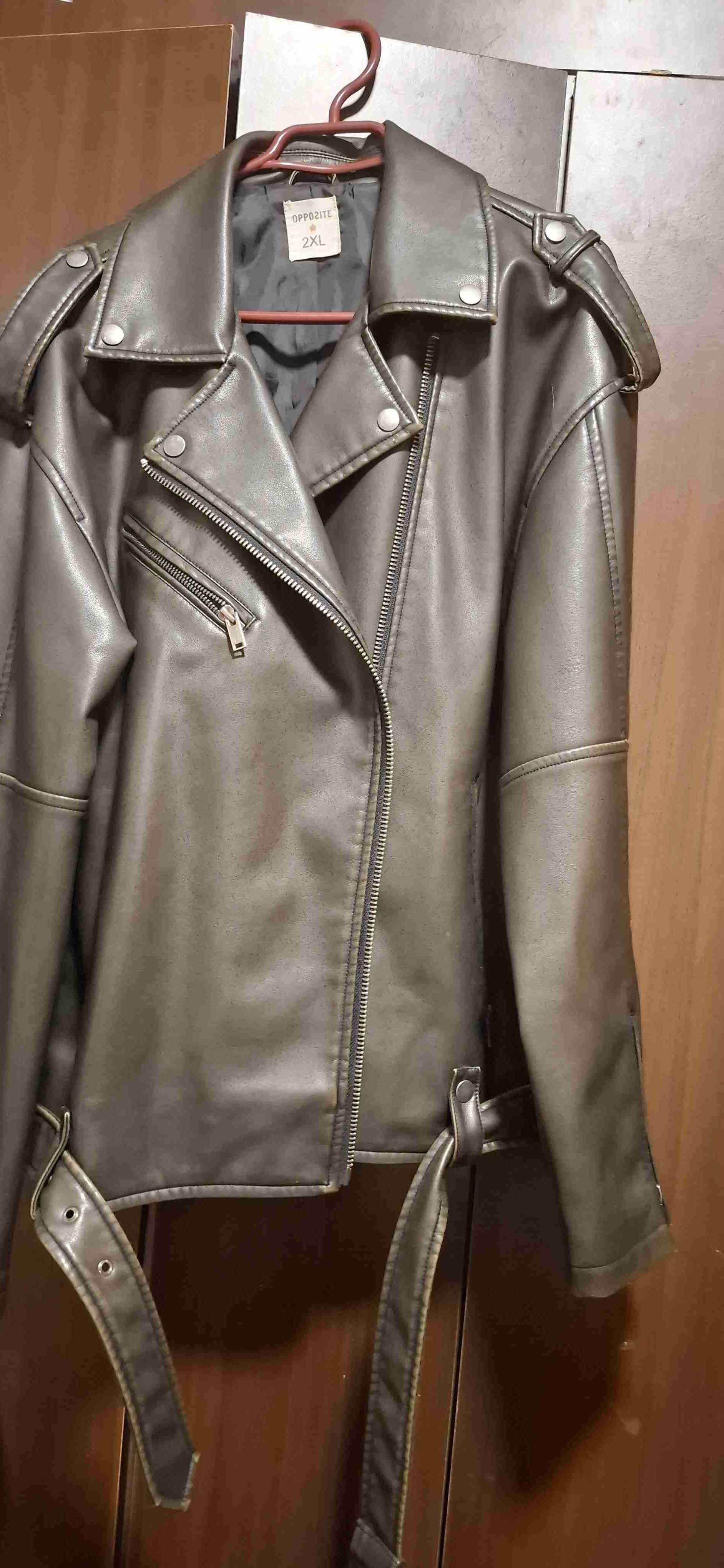 Chaqueta de ecocuero café envejecido - miniatura 3