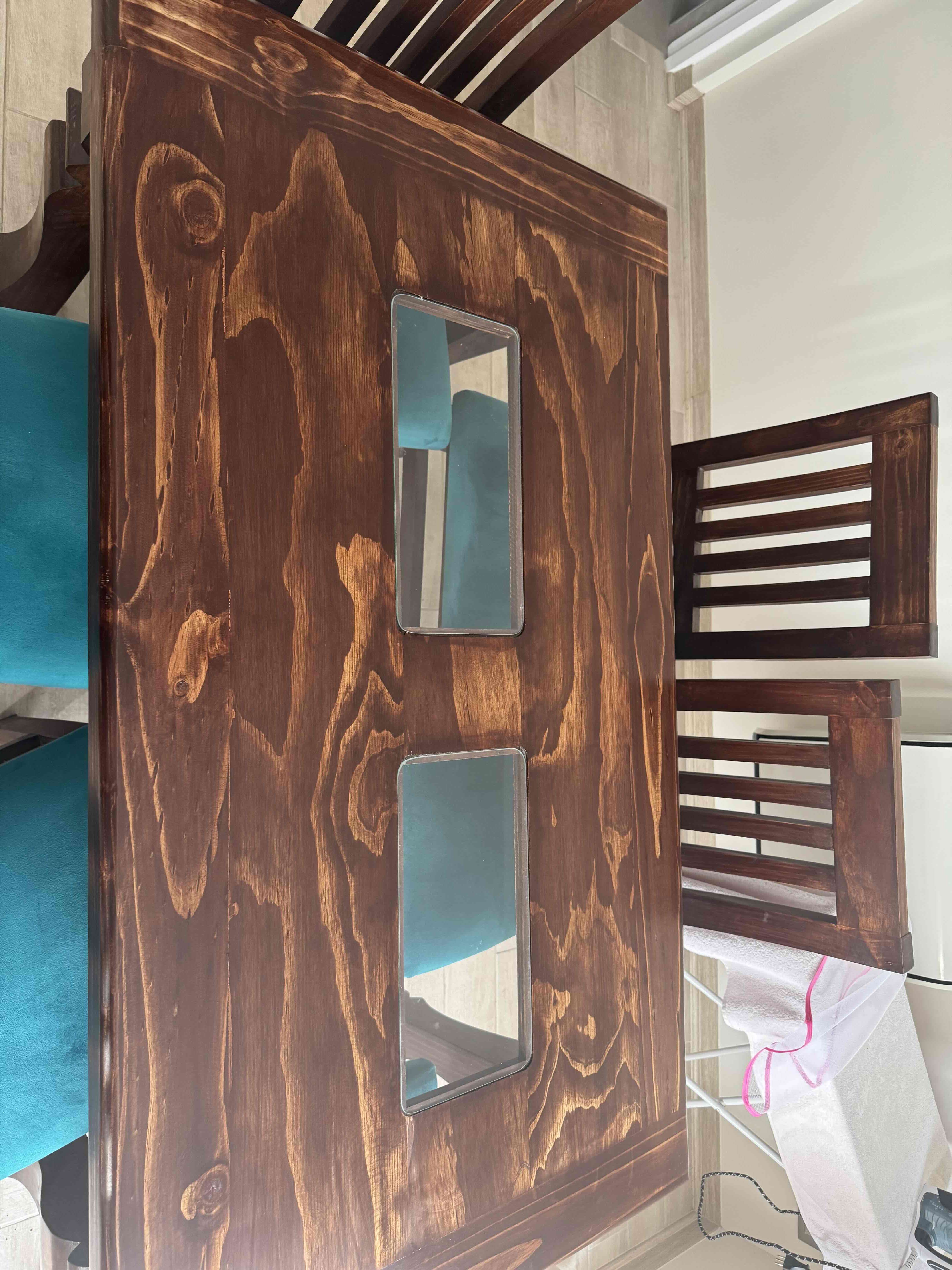 Mesa de comedor madera y vidrio - miniatura 3