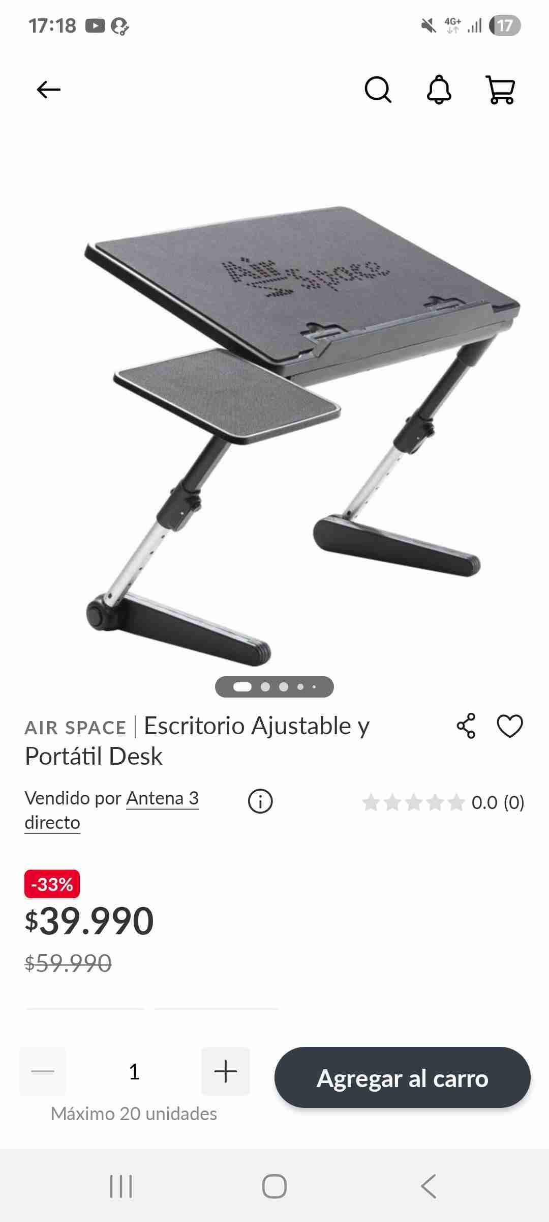 Mesa plegable para notebook con ventilador - miniatura 4