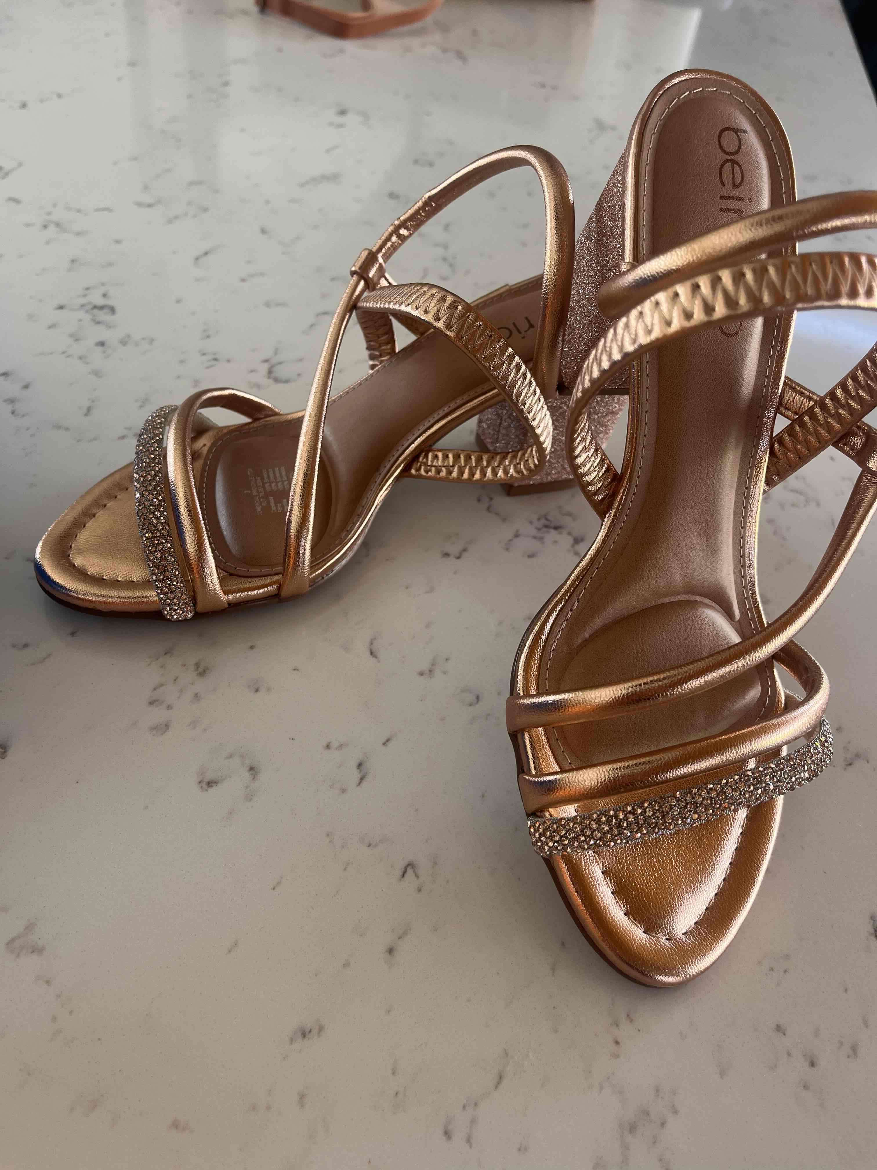 Sandalias taco alto doradas - miniatura 3