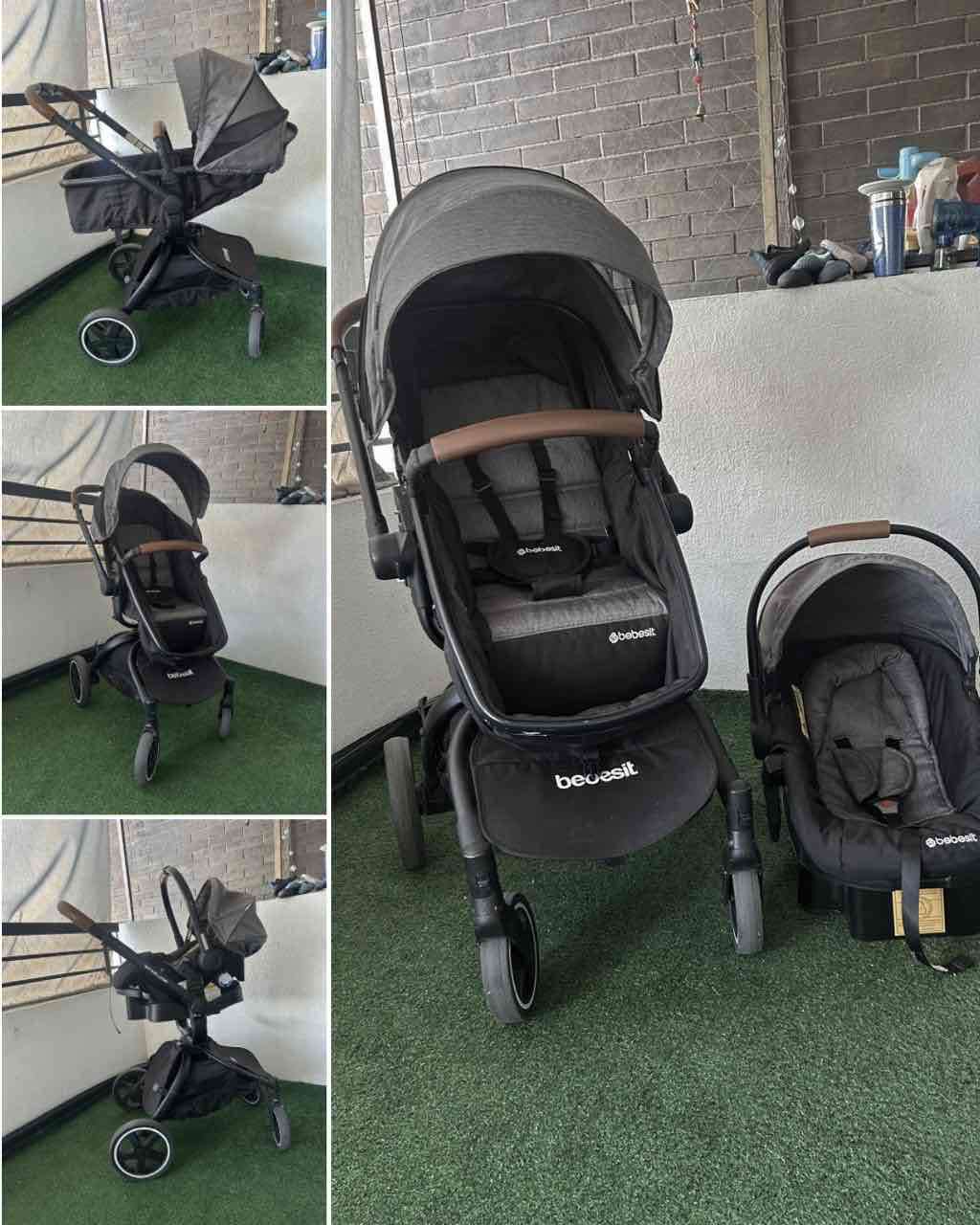 Coche de bebé Bebesit gris deluxe 360