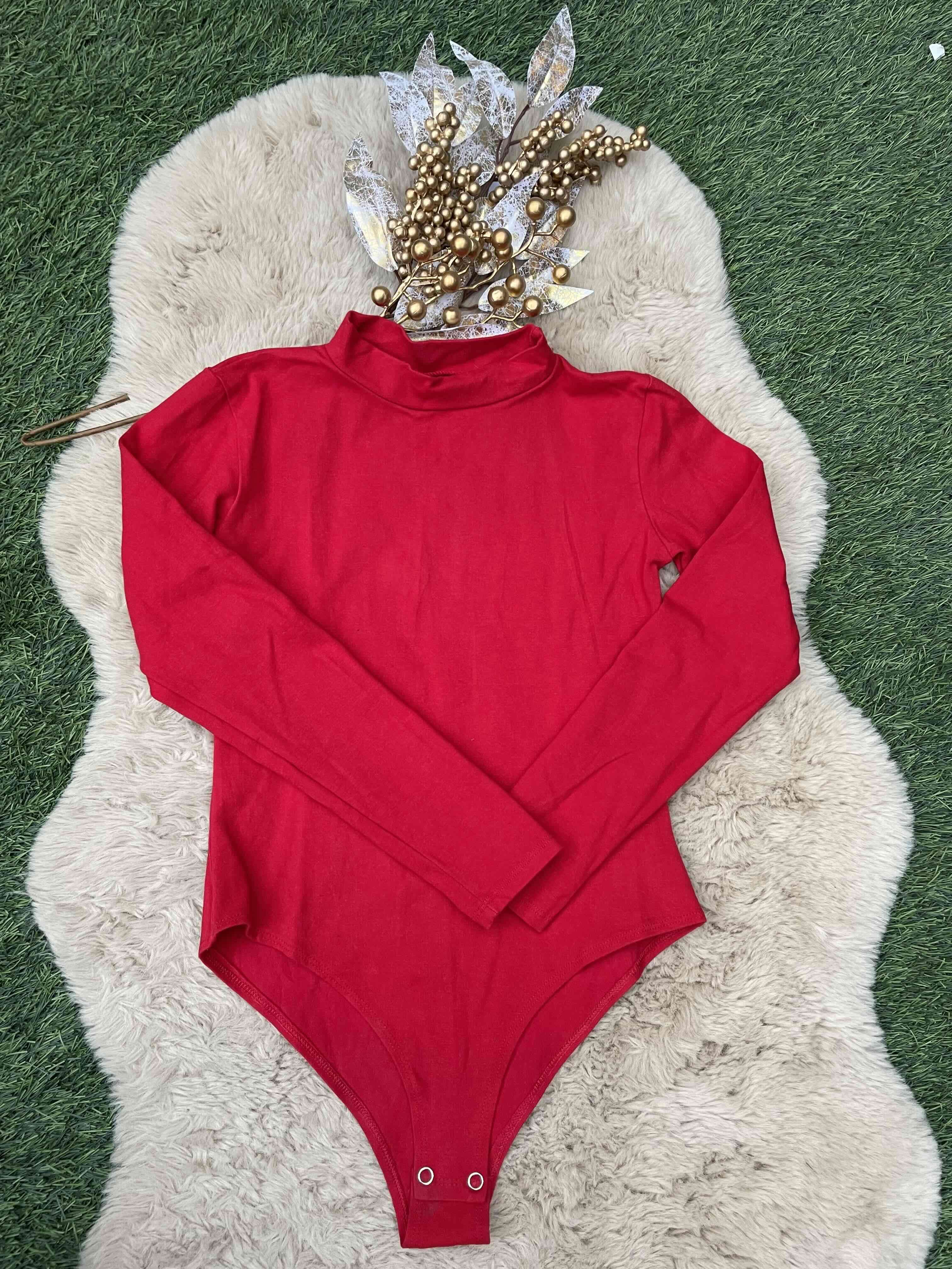 Body rojo de manga larga