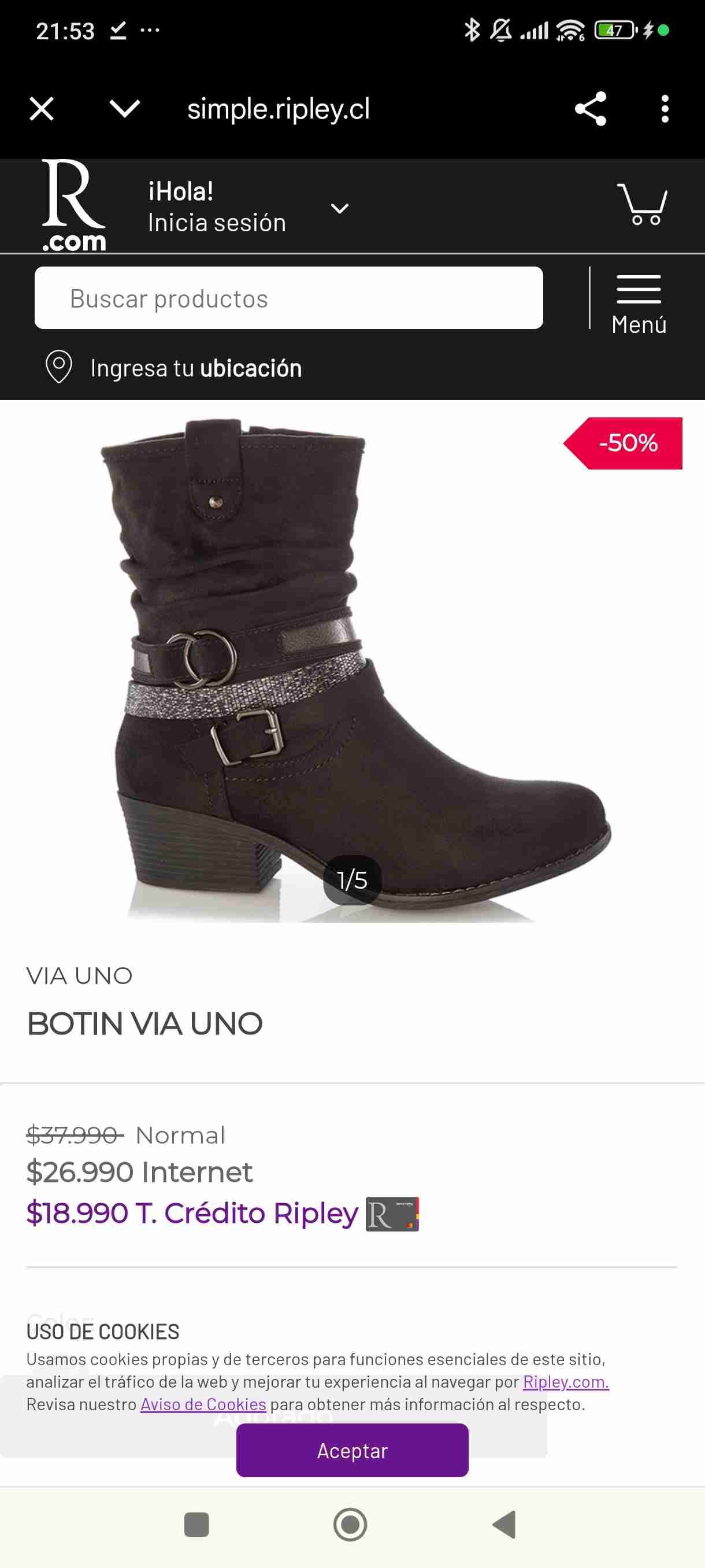 Botines Via Uno negros con hebilla - miniatura 5